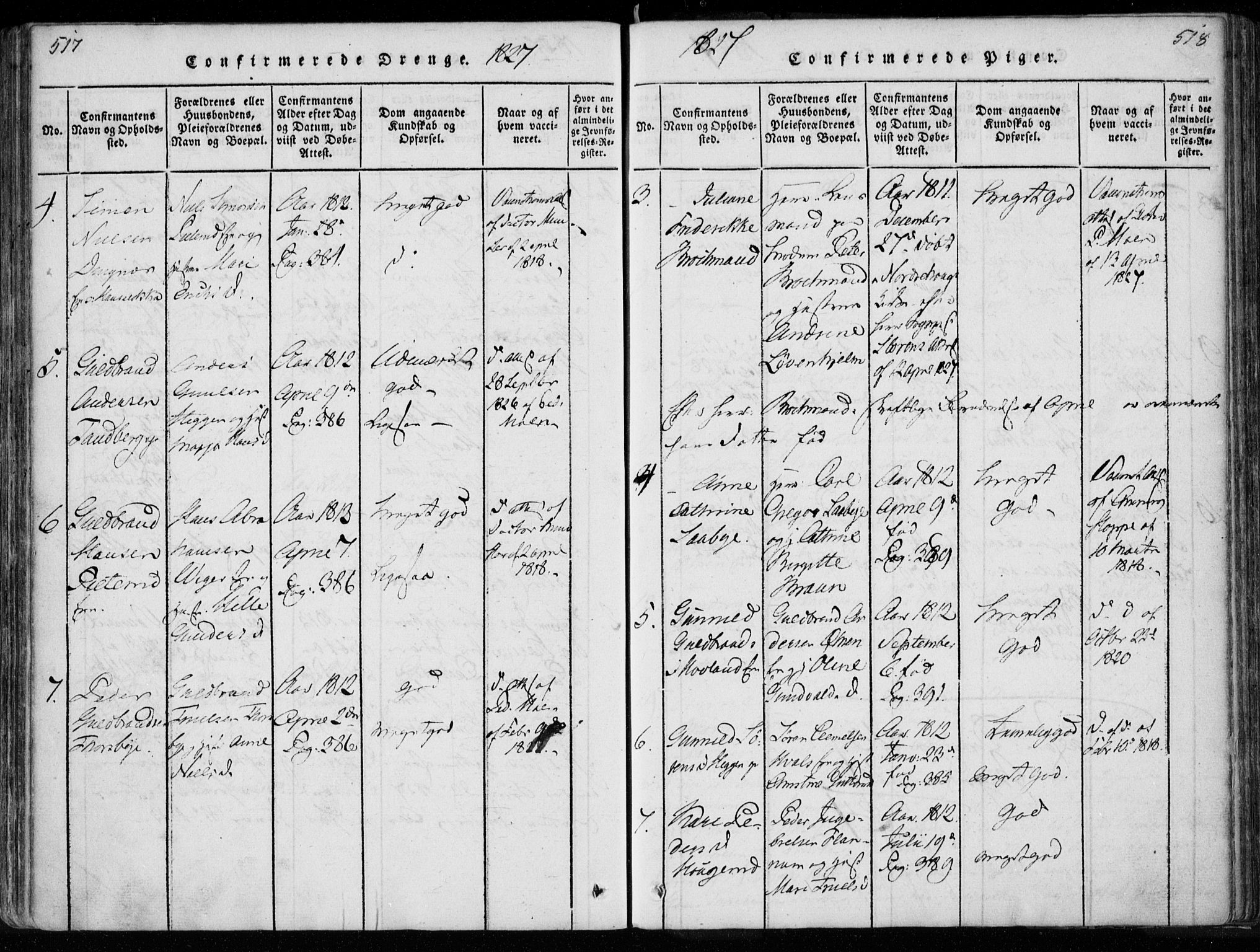 Modum kirkebøker, AV/SAKO-A-234/F/Fa/L0005: Parish register (official) no. 5, 1824-1841, p. 517-518