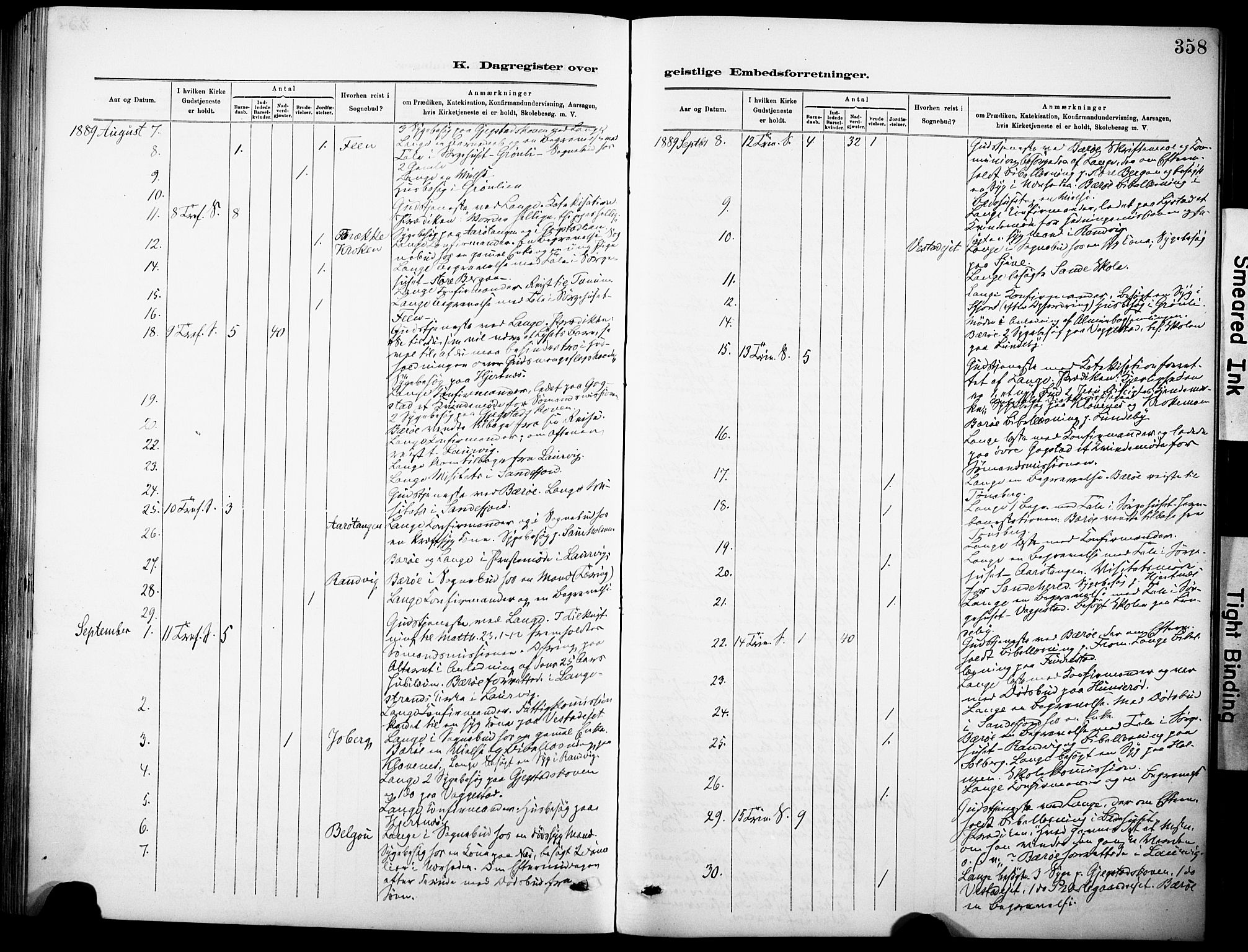 Sandar kirkebøker, AV/SAKO-A-243/F/Fa/L0013: Parish register (official) no. 13, 1883-1895, p. 358