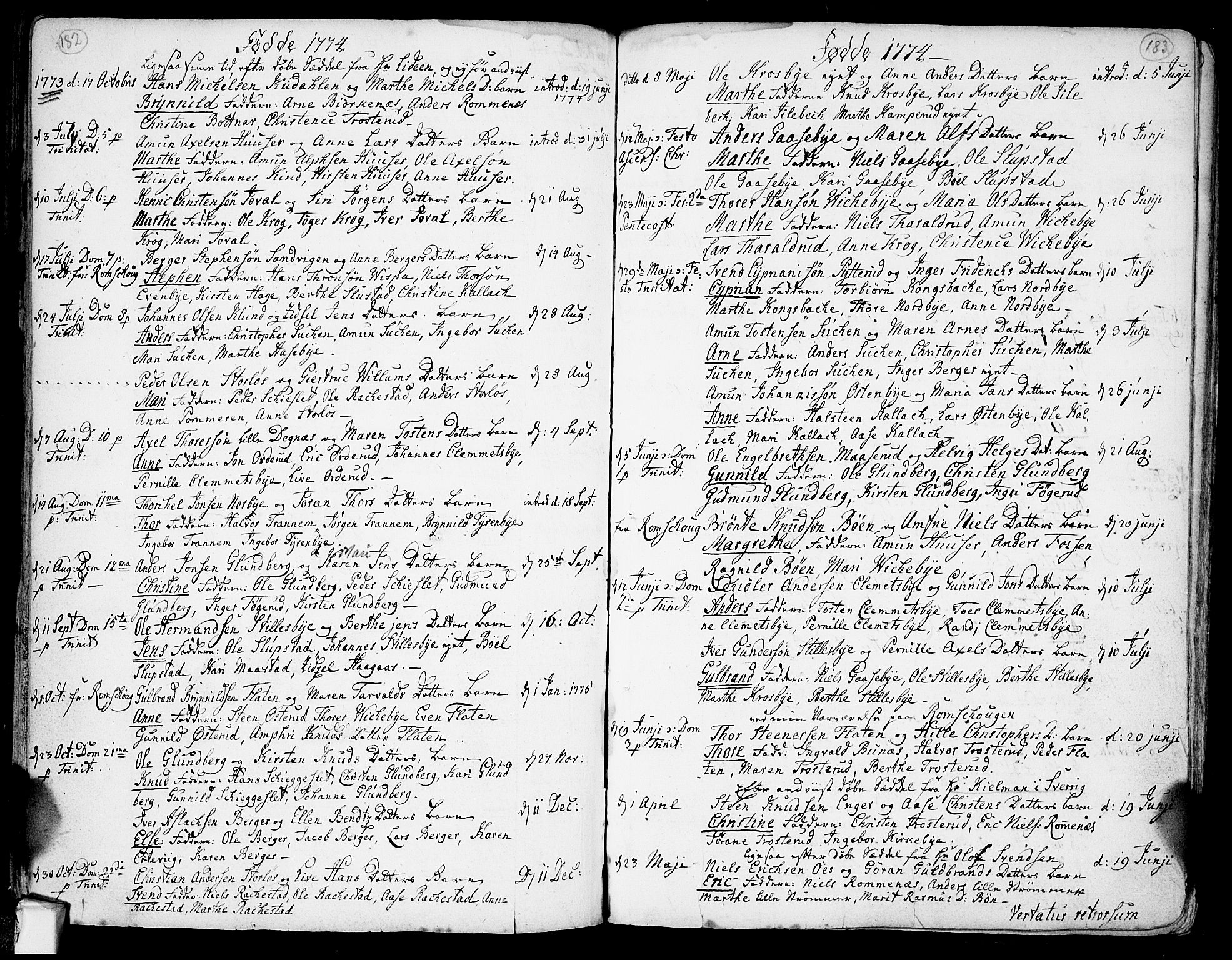 Rødenes prestekontor Kirkebøker, SAO/A-2005/F/Fa/L0002: Parish register (official) no. I 2, 1733-1776, p. 182-183
