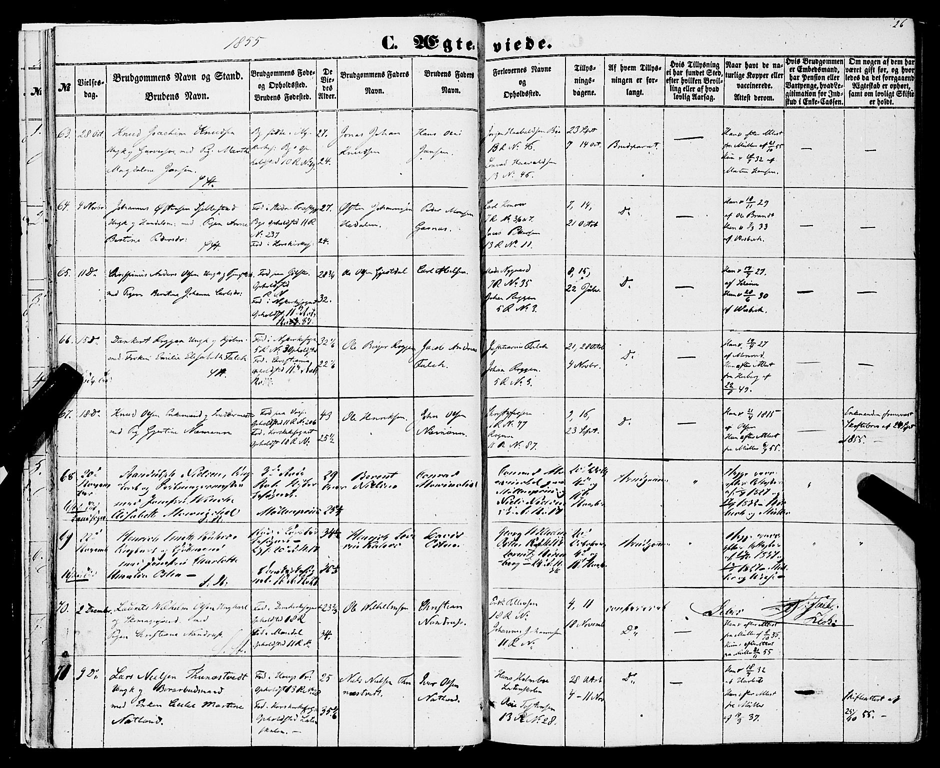 Domkirken sokneprestembete, SAB/A-74801/H/Haa/L0034: Parish register (official) no. D 2, 1853-1874, p. 26