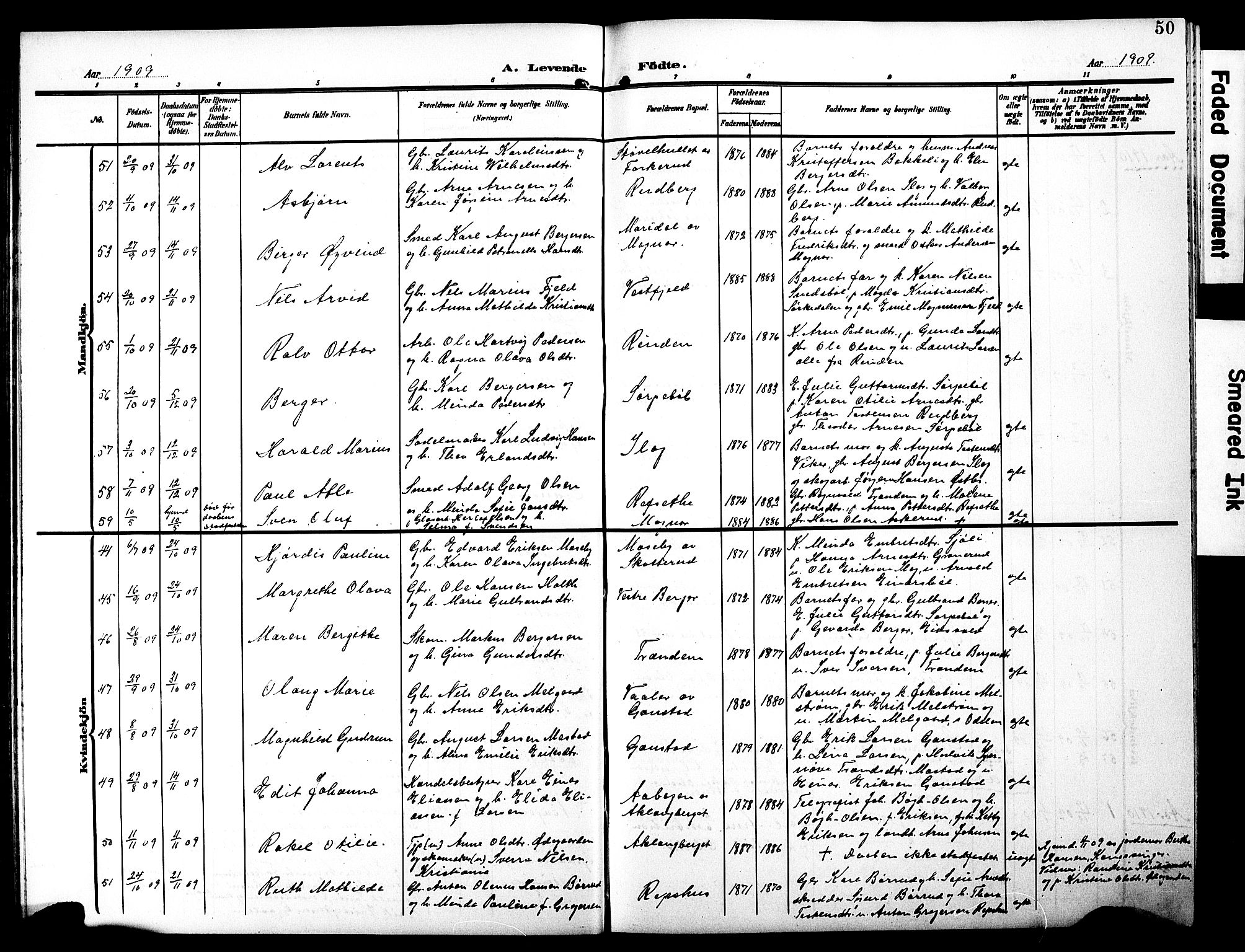 Eidskog prestekontor, AV/SAH-PREST-026/H/Ha/Hab/L0003: Parish register (copy) no. 3, 1904-1919, p. 50