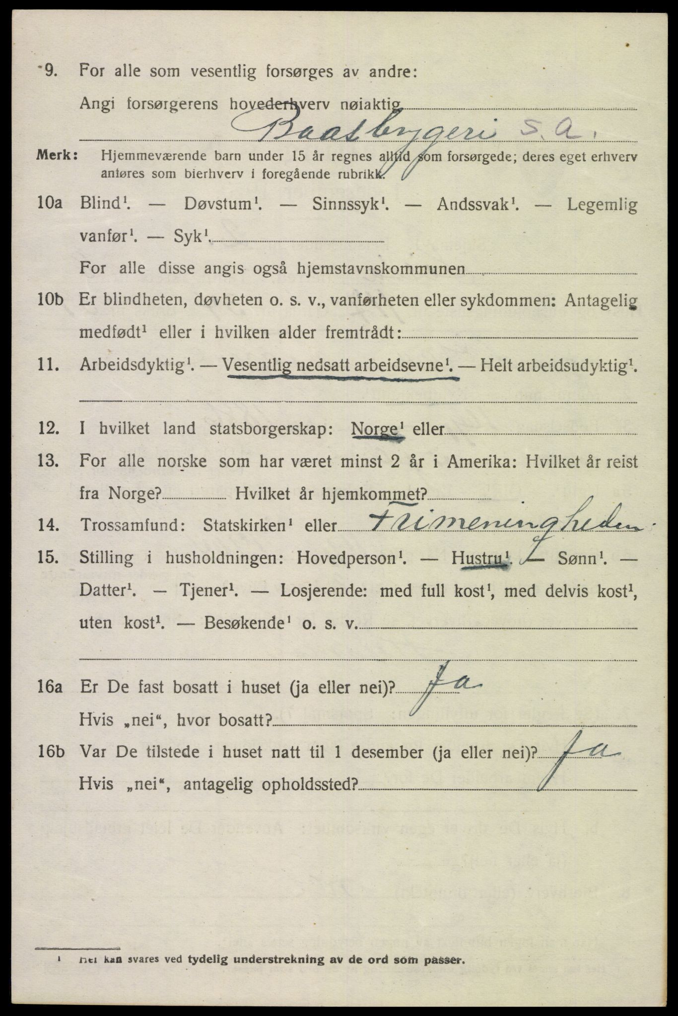 SAK, 1920 census for Lista, 1920, p. 8992