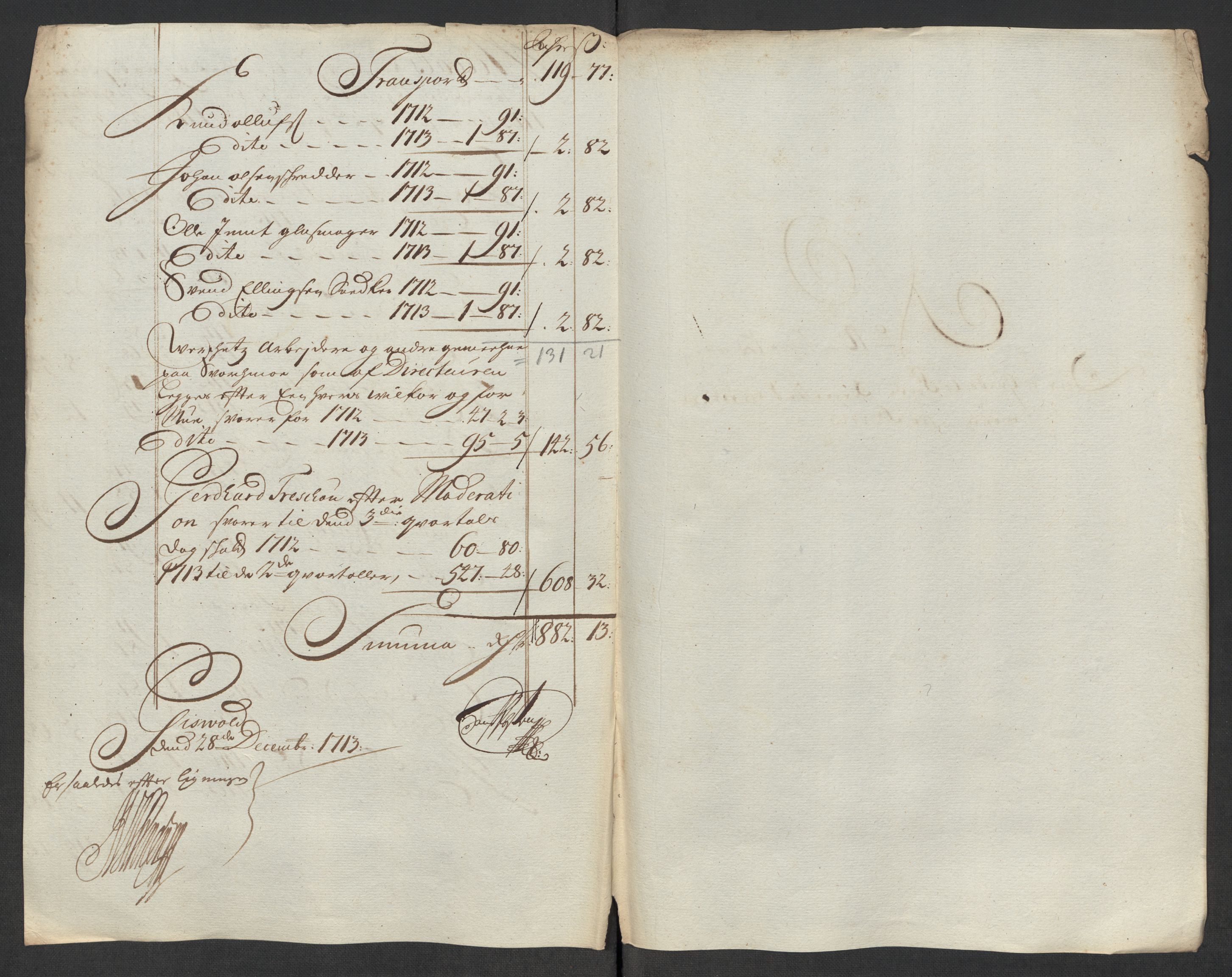 Rentekammeret inntil 1814, Reviderte regnskaper, Fogderegnskap, AV/RA-EA-4092/R60/L3964: Fogderegnskap Orkdal og Gauldal, 1713, p. 166