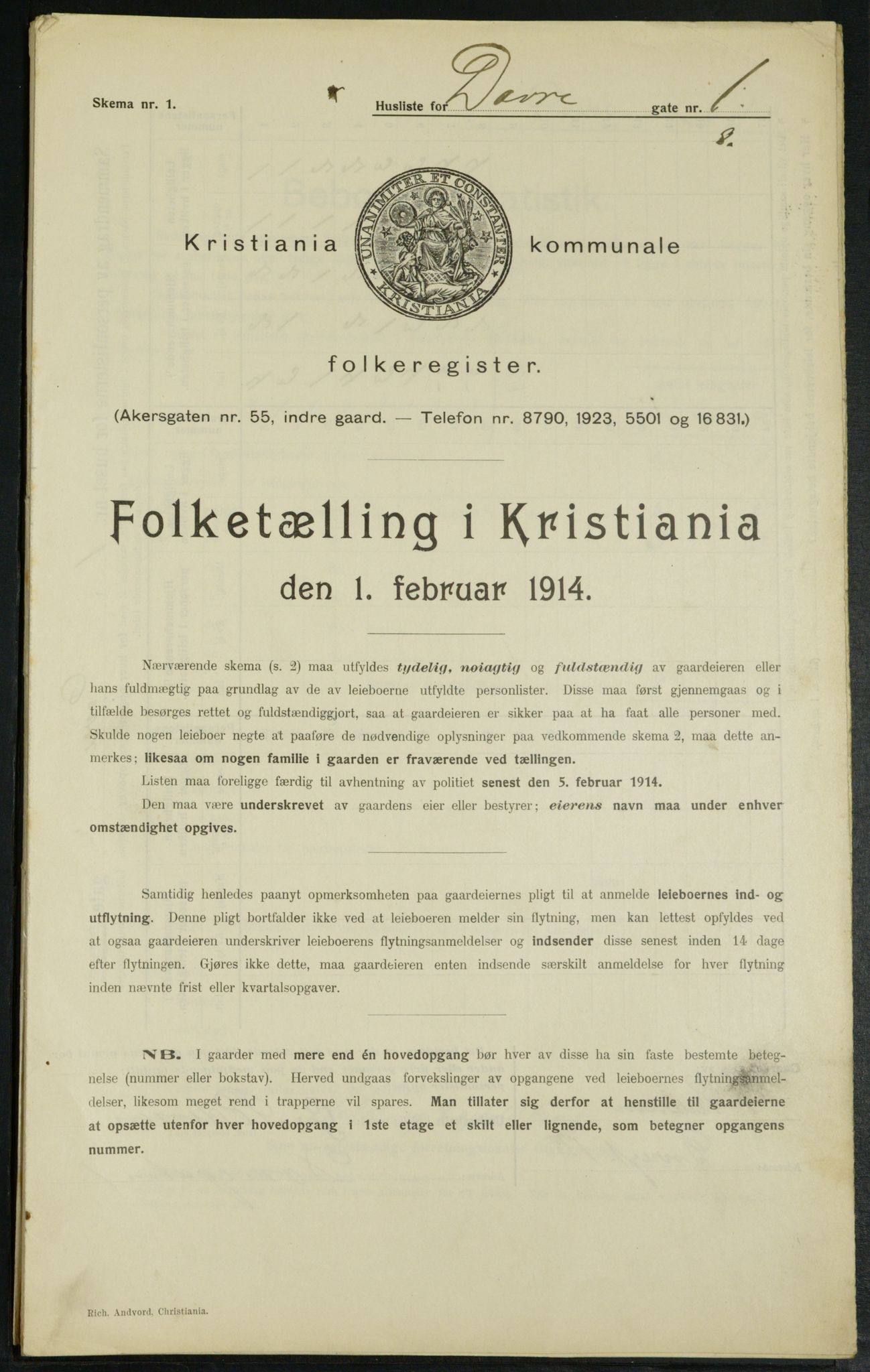 OBA, Municipal Census 1914 for Kristiania, 1914, p. 16170