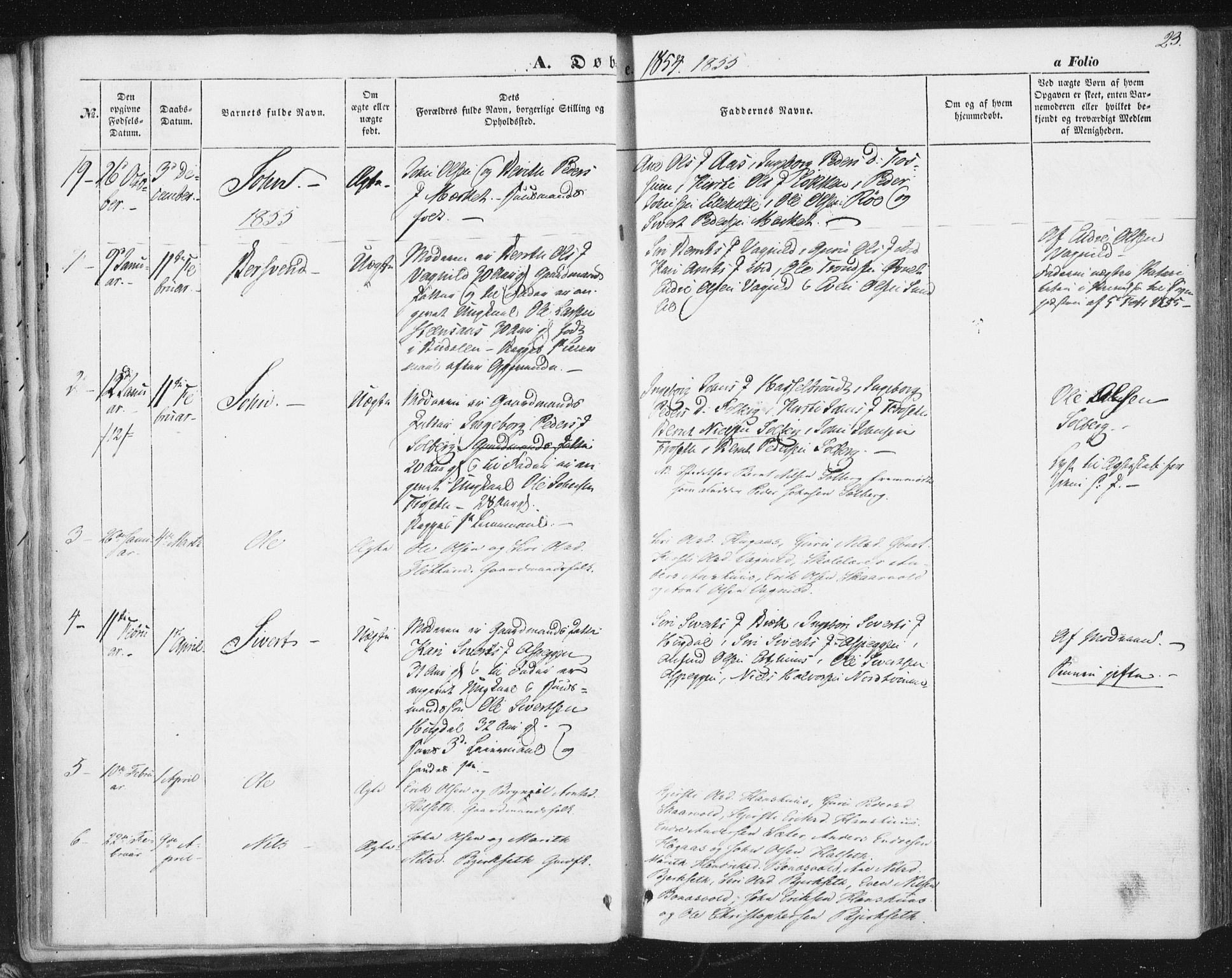 Ministerialprotokoller, klokkerbøker og fødselsregistre - Sør-Trøndelag, AV/SAT-A-1456/689/L1038: Parish register (official) no. 689A03, 1848-1872, p. 23