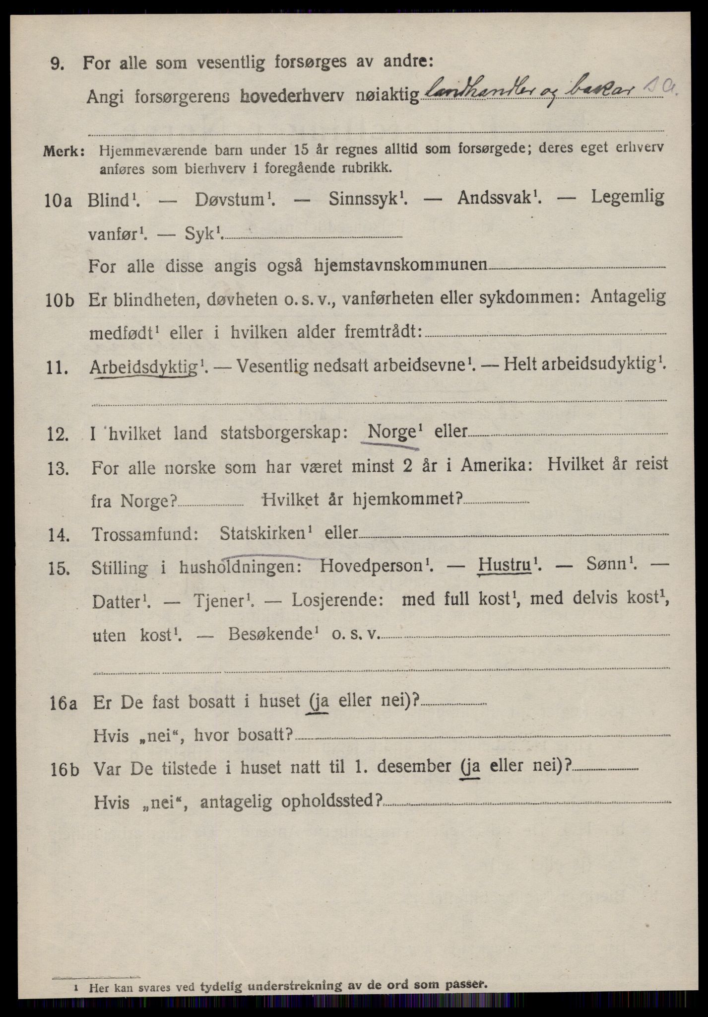 SAT, 1920 census for Sande (MR), 1920, p. 2069