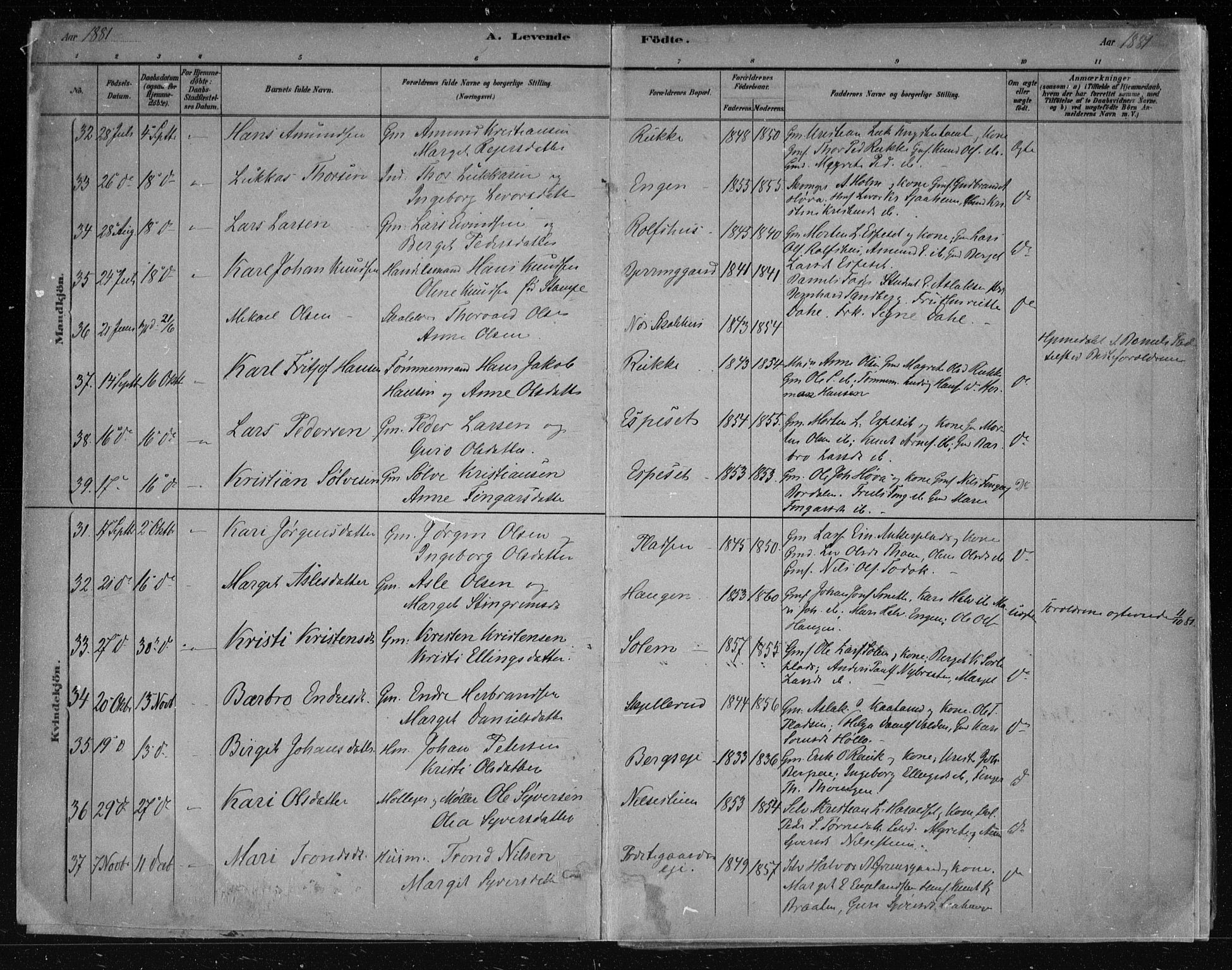 Nes kirkebøker, AV/SAKO-A-236/F/Fa/L0011: Parish register (official) no. 11, 1881-1912, p. 8