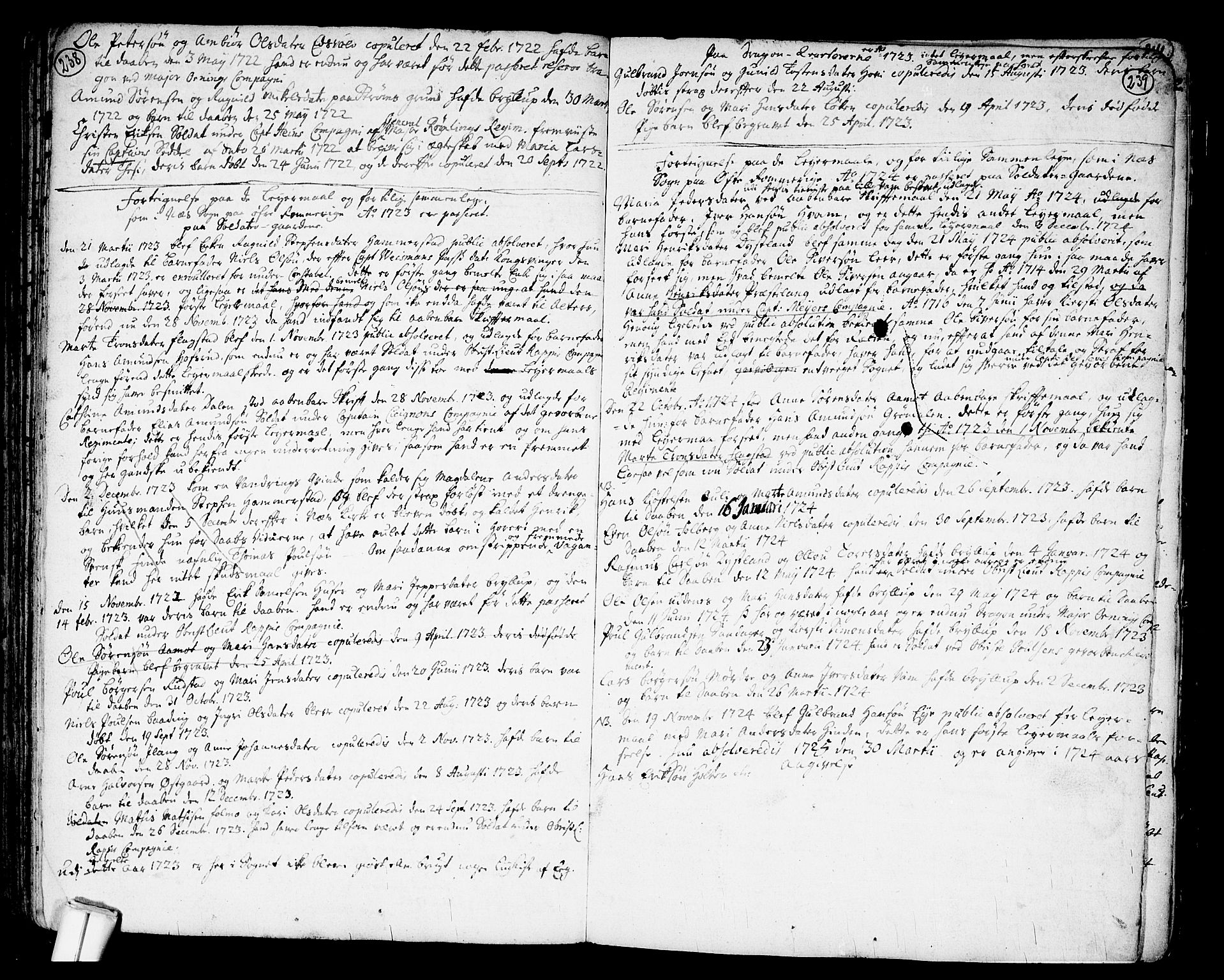 Nes prestekontor Kirkebøker, SAO/A-10410/F/Fa/L0002: Parish register (official) no. I 2, 1717-1734, p. 238-239