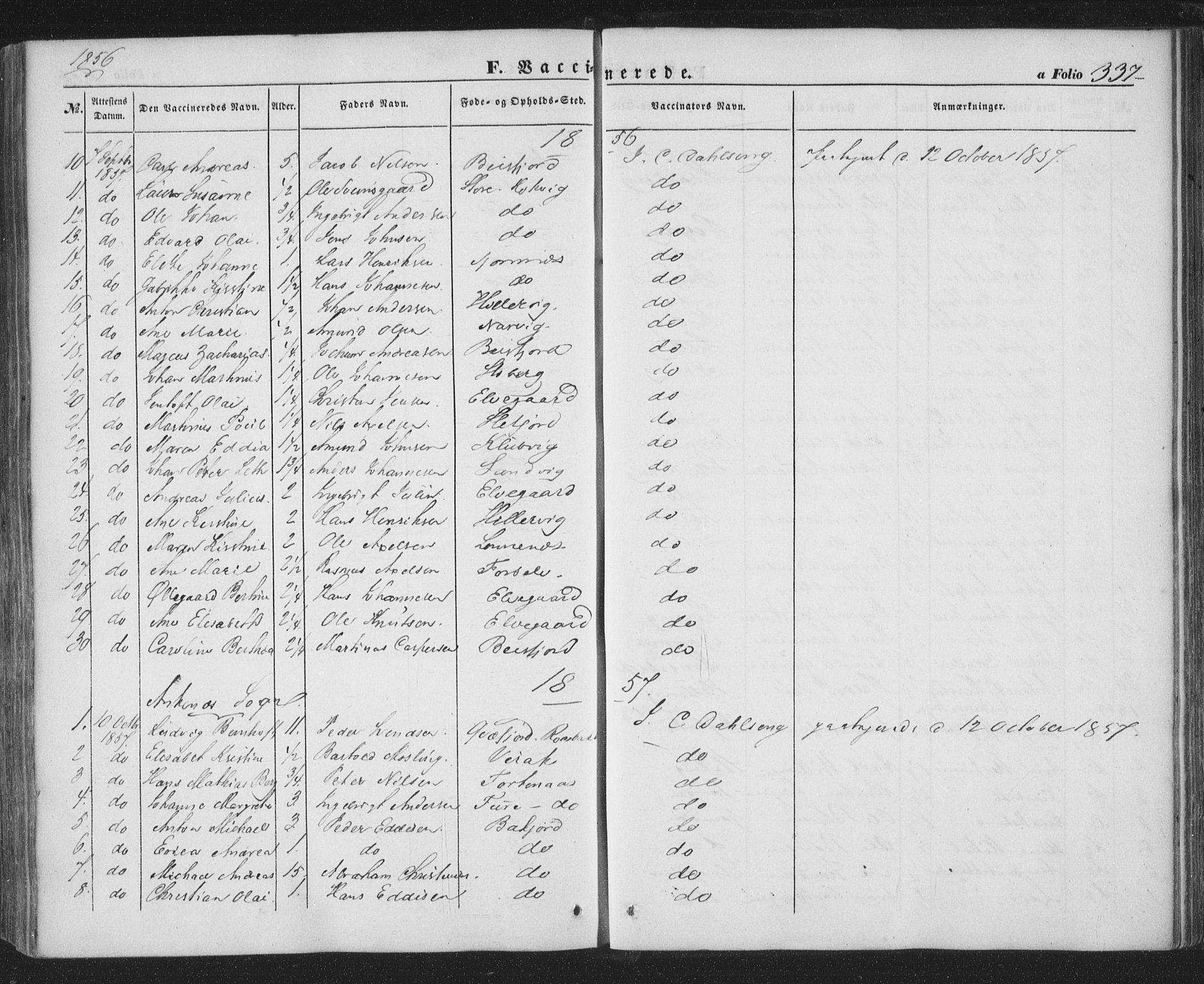 Ministerialprotokoller, klokkerbøker og fødselsregistre - Nordland, SAT/A-1459/863/L0895: Parish register (official) no. 863A07, 1851-1860, p. 337