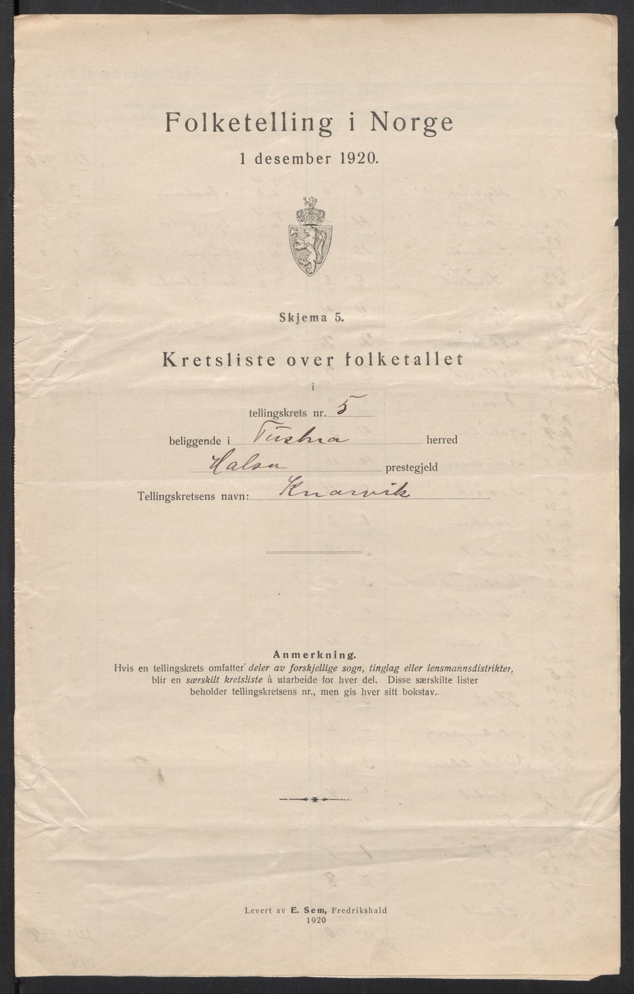 SAT, 1920 census for Tustna, 1920, p. 18