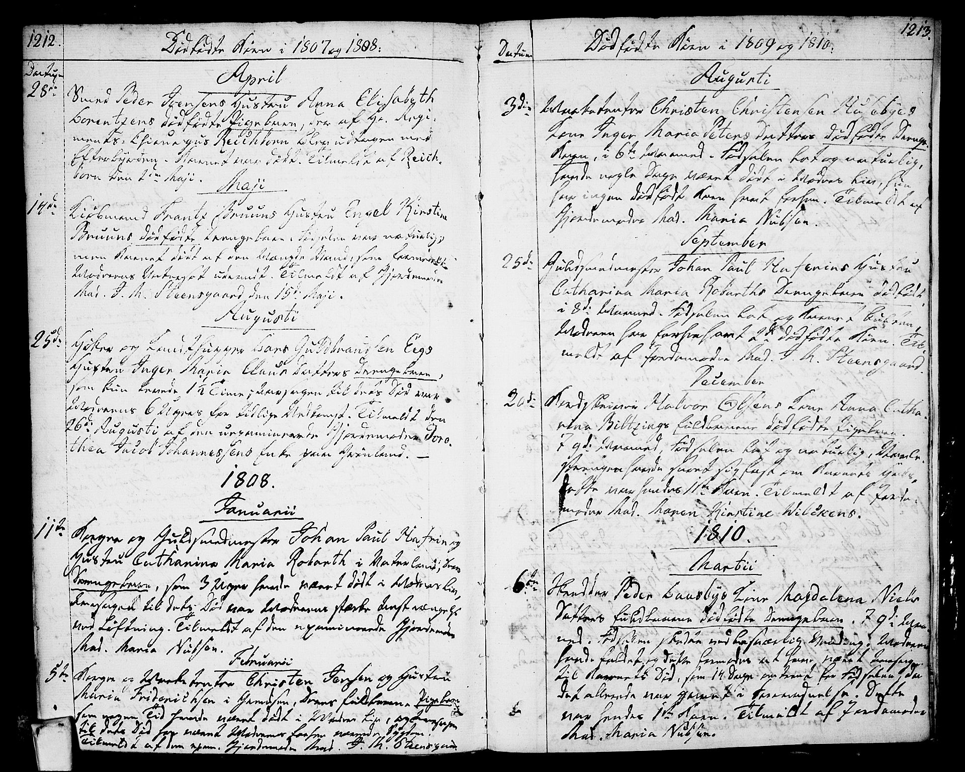 Oslo domkirke Kirkebøker, AV/SAO-A-10752/F/Fa/L0006: Parish register (official) no. 6, 1807-1817, p. 1212-1213
