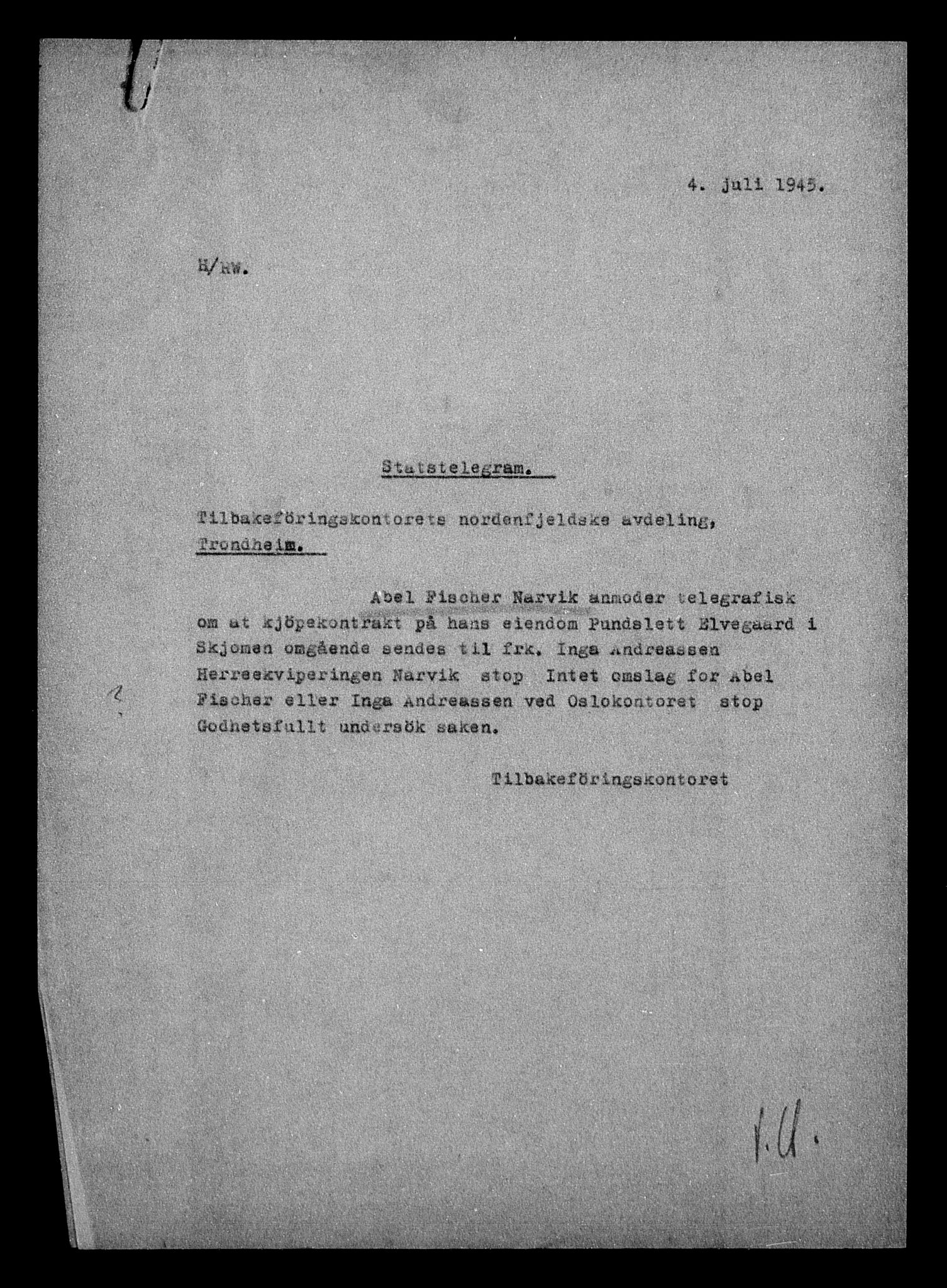 Justisdepartementet, Tilbakeføringskontoret for inndratte formuer, AV/RA-S-1564/H/Hc/Hcb/L0912: --, 1945-1947, p. 81