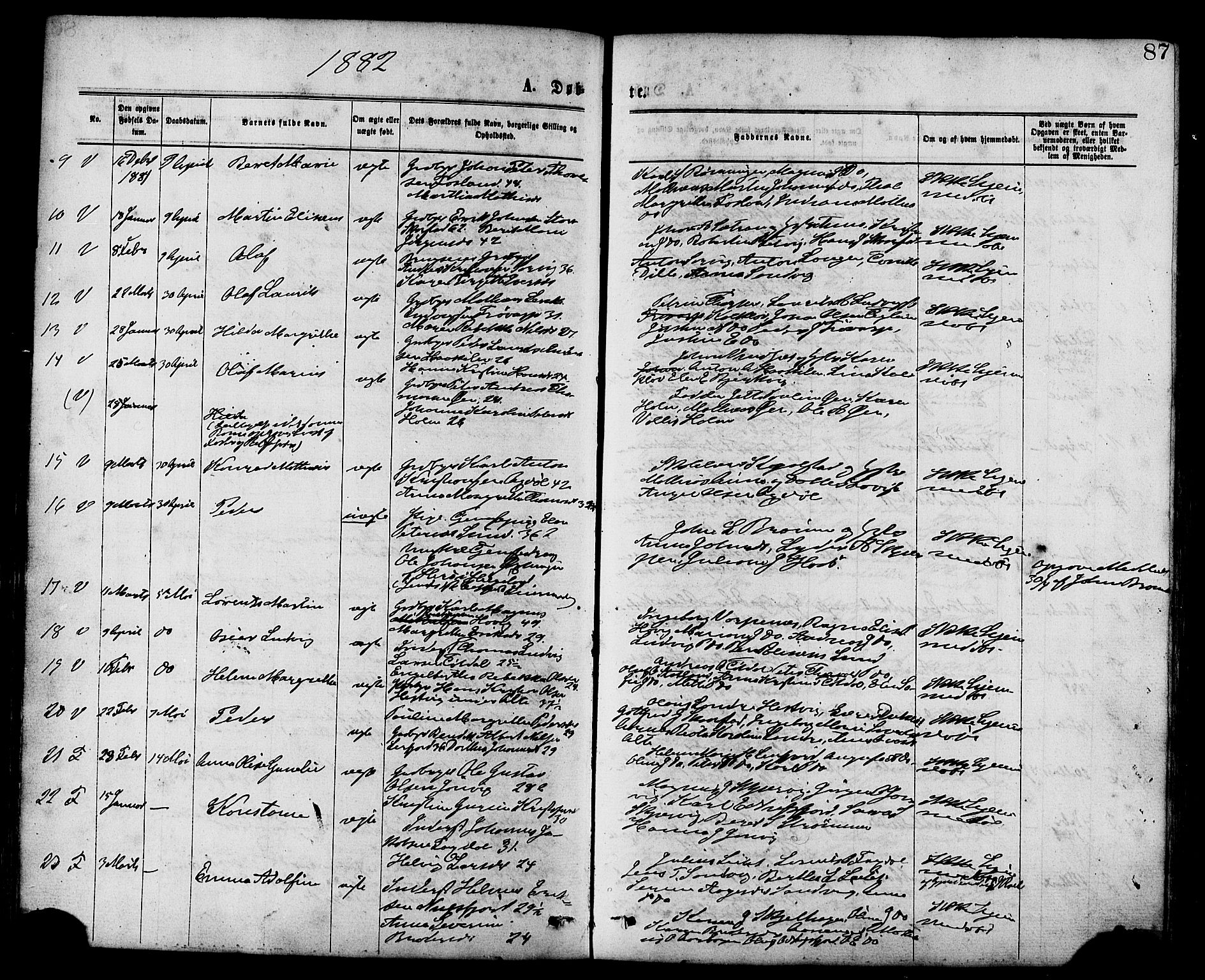 Ministerialprotokoller, klokkerbøker og fødselsregistre - Nord-Trøndelag, SAT/A-1458/773/L0616: Parish register (official) no. 773A07, 1870-1887, p. 87