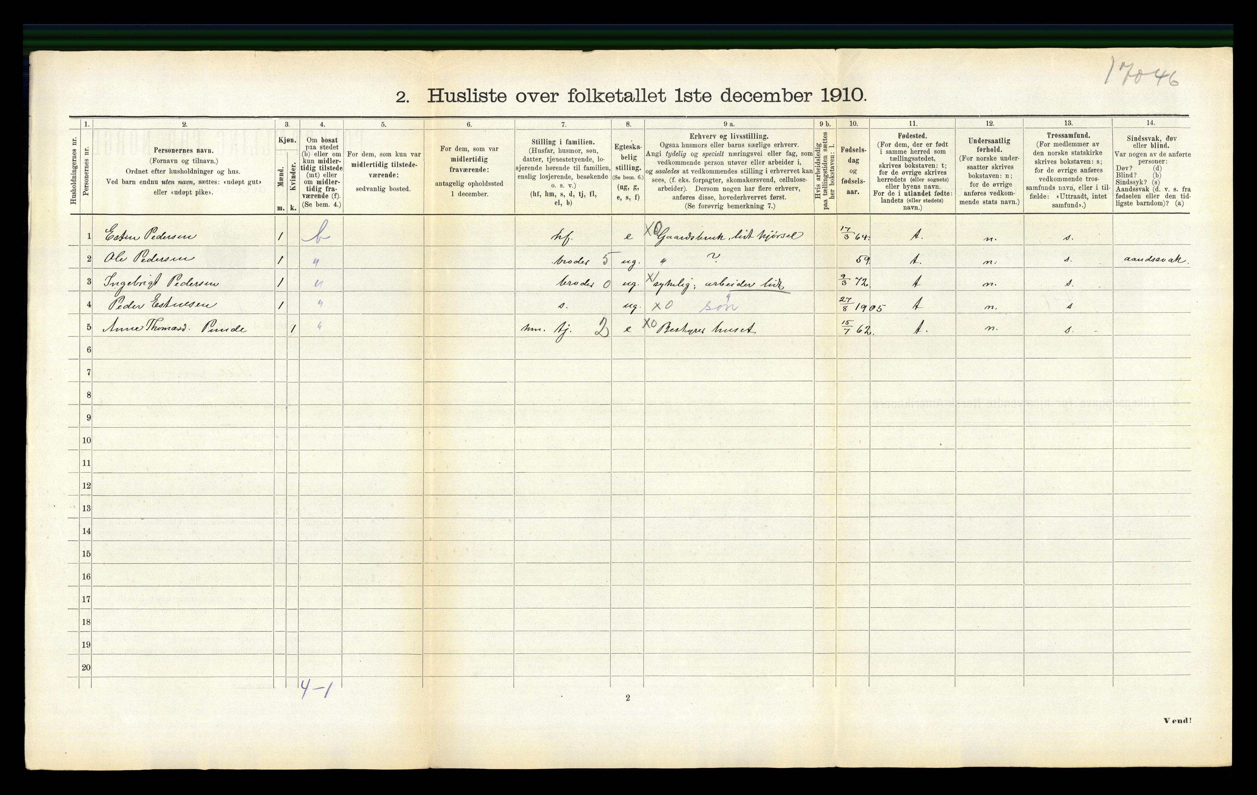 RA, 1910 census for Selbu, 1910, p. 625