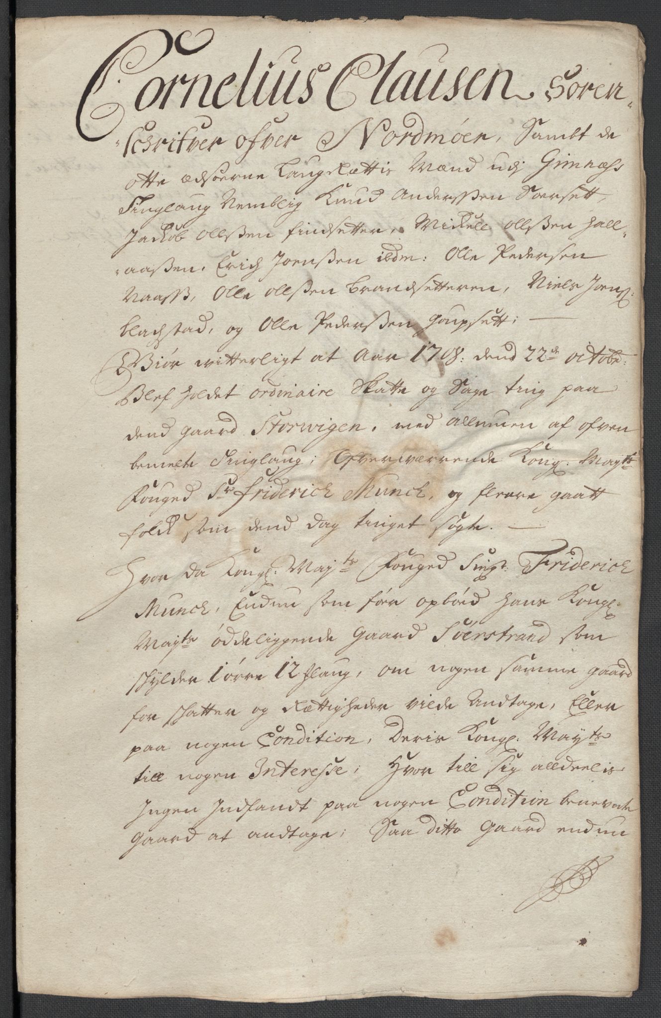 Rentekammeret inntil 1814, Reviderte regnskaper, Fogderegnskap, AV/RA-EA-4092/R56/L3743: Fogderegnskap Nordmøre, 1708, p. 143