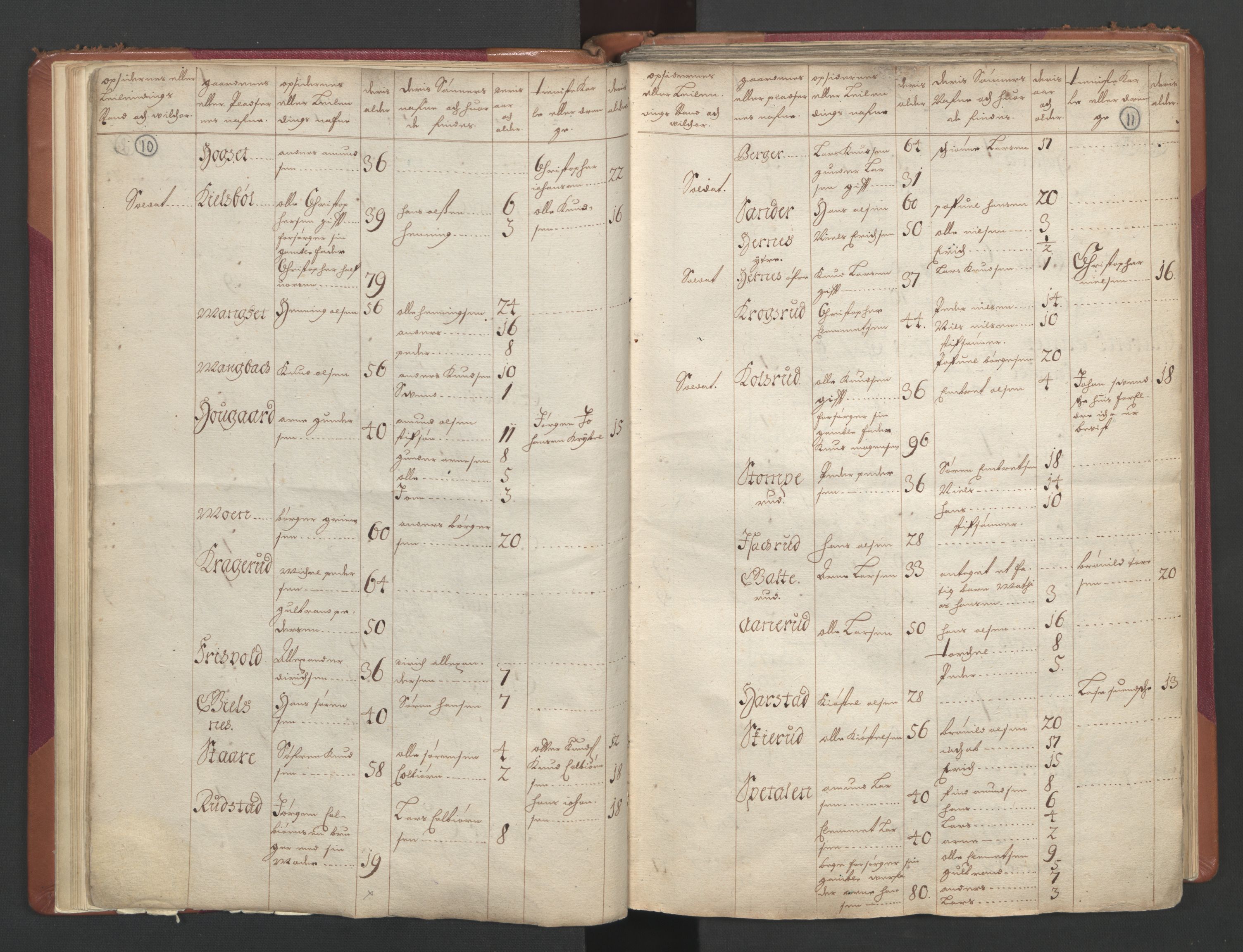 RA, Census (manntall) 1701, no. 2: Solør, Odal og Østerdal fogderi and Larvik grevskap, 1701, p. 10-11