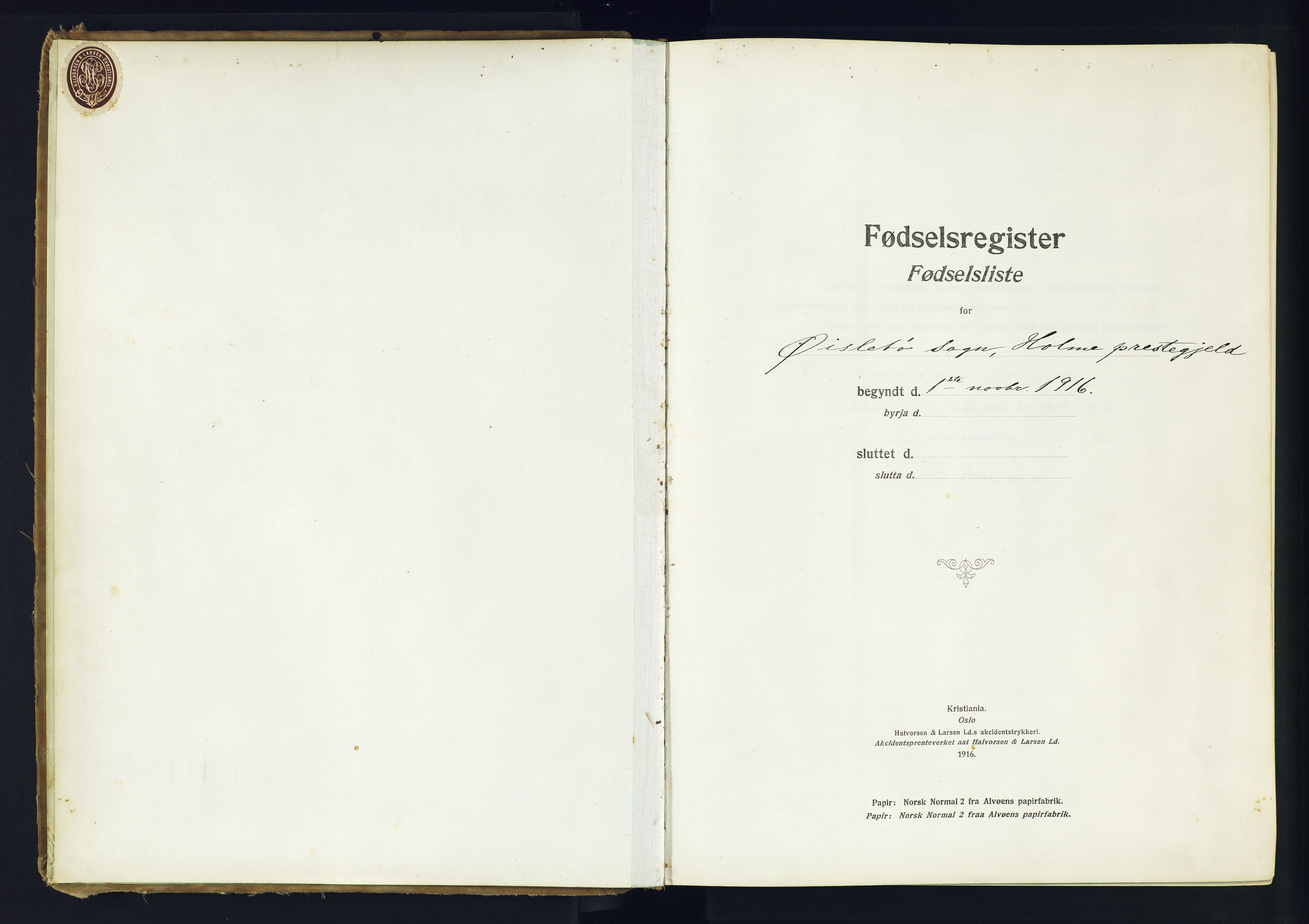 Holum sokneprestkontor, AV/SAK-1111-0022/J/Ja/L0002: Birth register no. II.6.11, 1916-1982