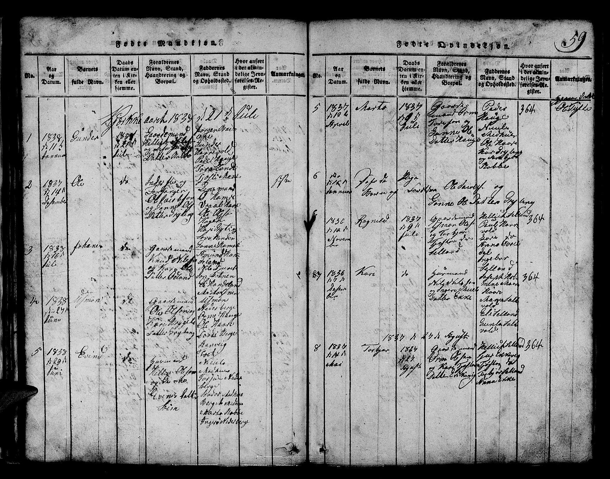 Røldal sokneprestembete, SAB/A-100247: Parish register (copy) no. A 1, 1817-1860, p. 59