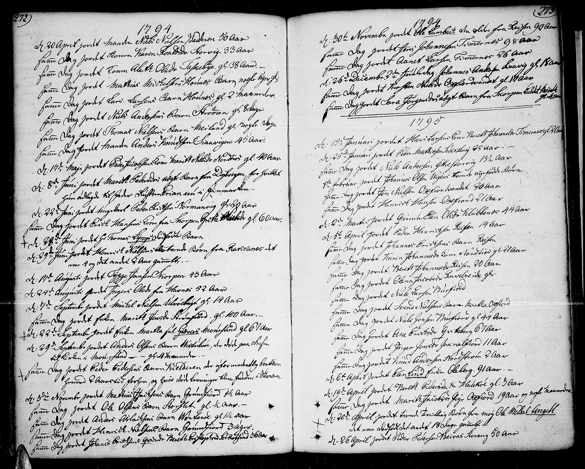 Skjervøy sokneprestkontor, AV/SATØ-S-1300/H/Ha/Haa/L0002kirke: Parish register (official) no. 2, 1781-1817, p. 272-273