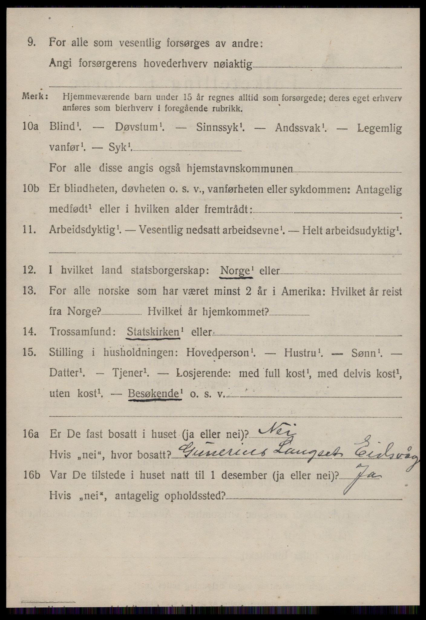 SAT, 1920 census for Nesset, 1920, p. 2205