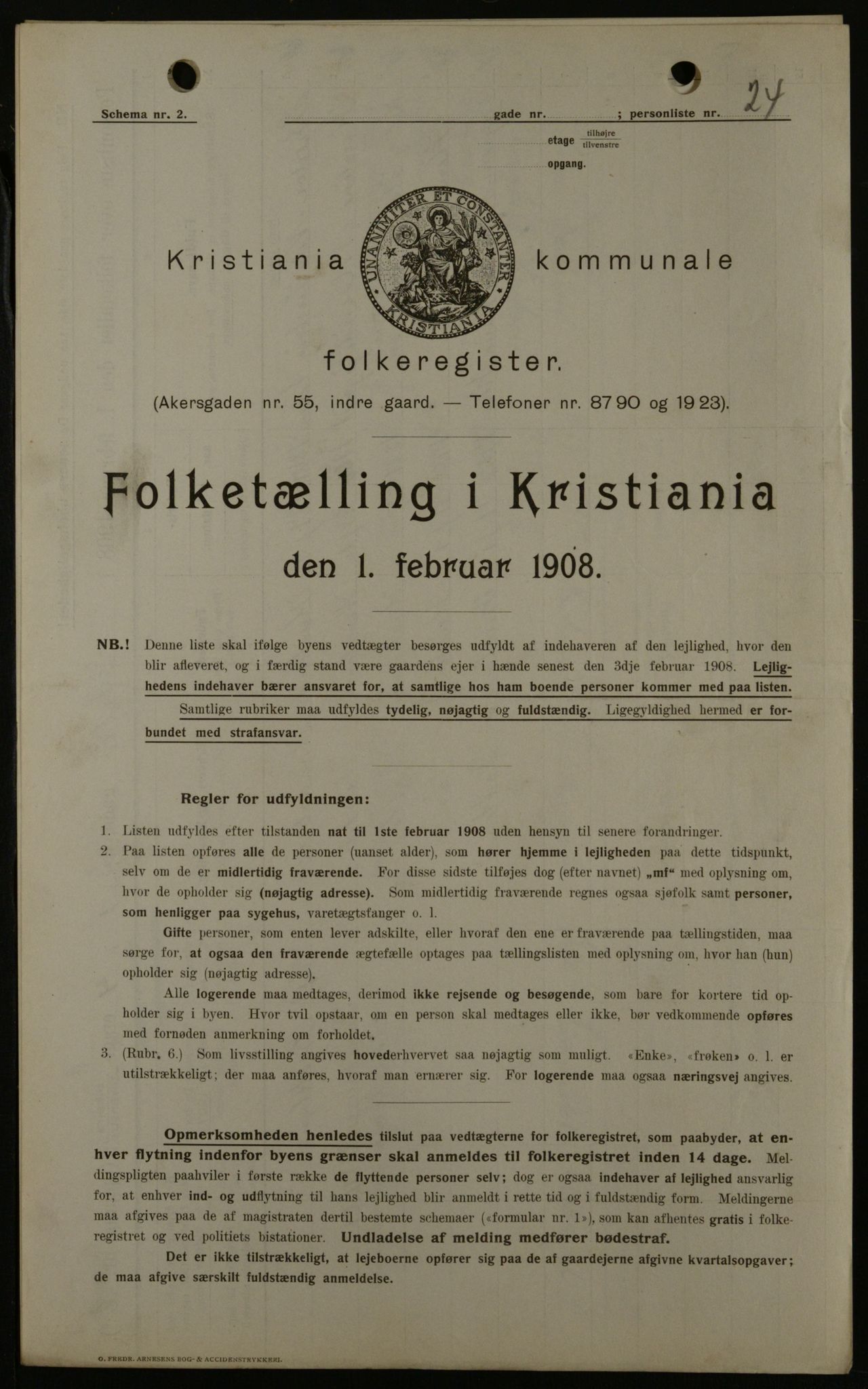OBA, Municipal Census 1908 for Kristiania, 1908, p. 1947