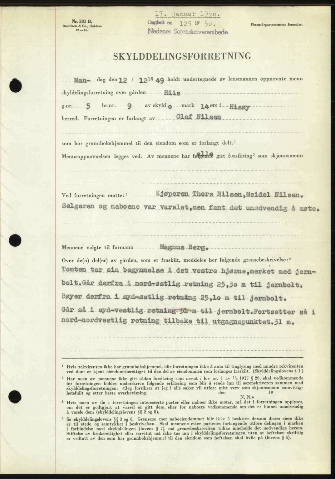 Nedenes sorenskriveri, SAK/1221-0006/G/Gb/Gba/L0062: Mortgage book no. A14, 1949-1950, Diary no: : 125/1950