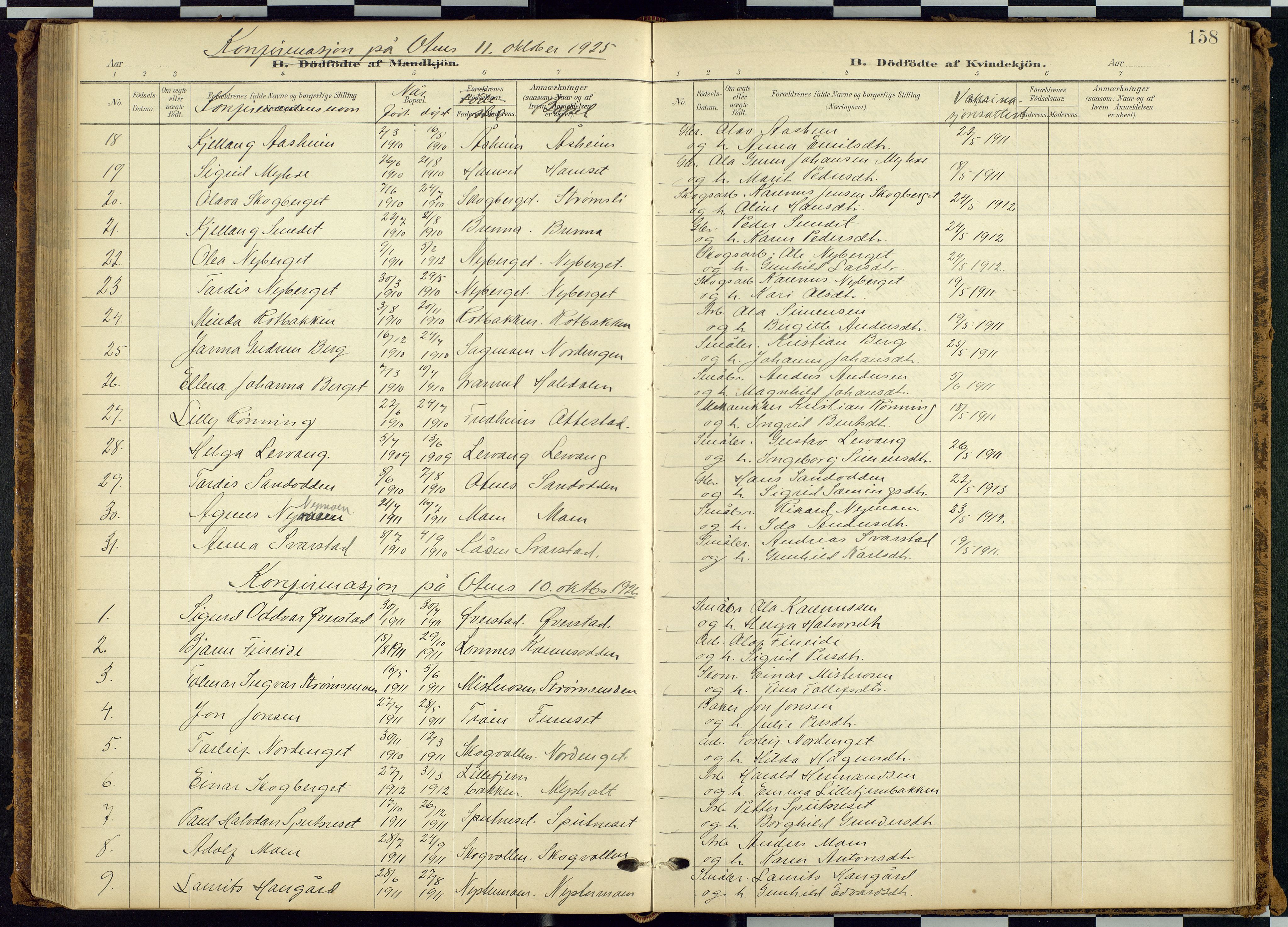 Rendalen prestekontor, SAH/PREST-054/H/Ha/Hab/L0010: Parish register (copy) no. 10, 1903-1940, p. 158