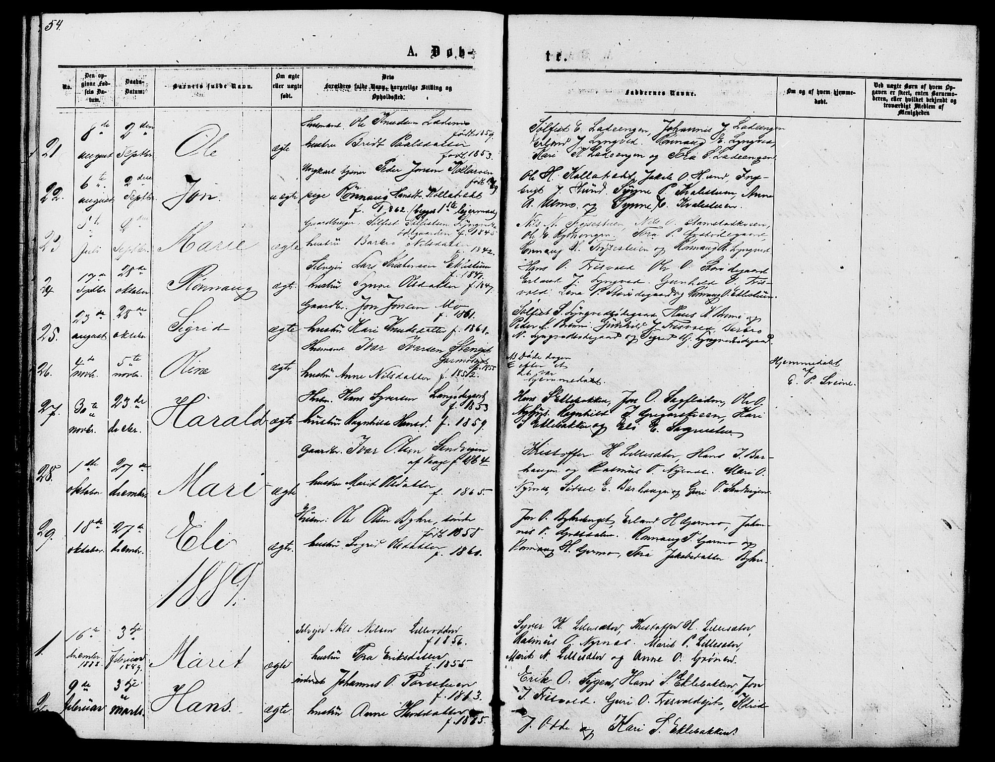 Lom prestekontor, SAH/PREST-070/L/L0005: Parish register (copy) no. 5, 1876-1901, p. 54-55