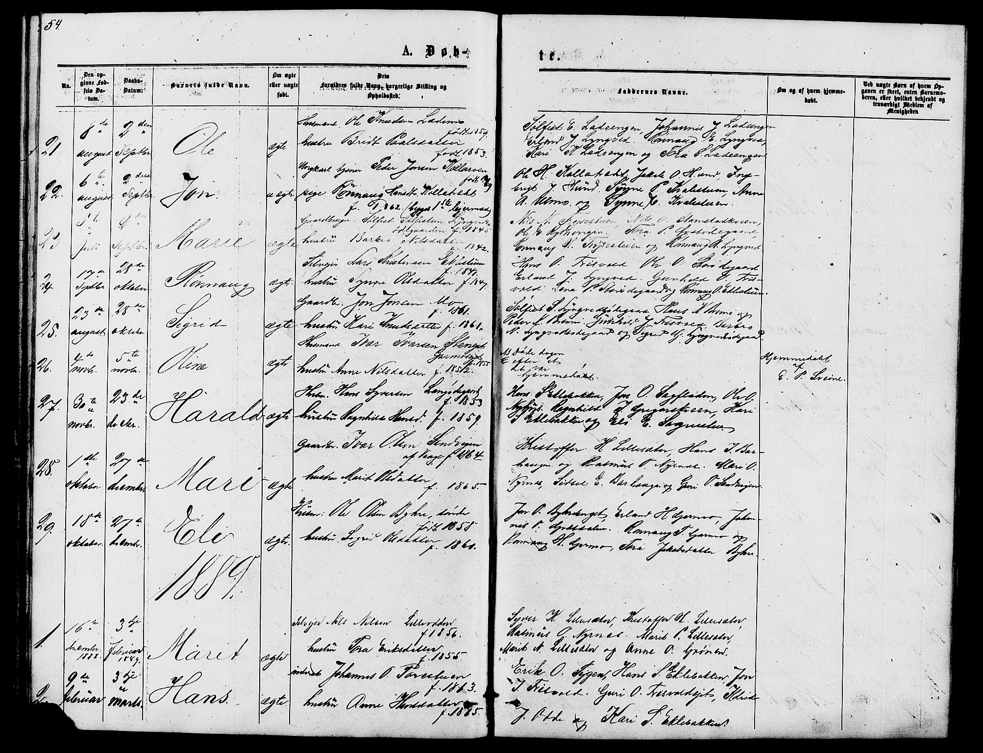 Lom prestekontor, AV/SAH-PREST-070/L/L0005: Parish register (copy) no. 5, 1876-1901, p. 54-55