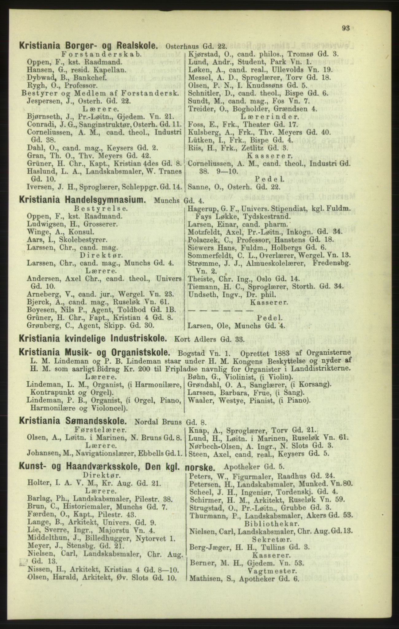 Kristiania/Oslo adressebok, PUBL/-, 1886, p. 93