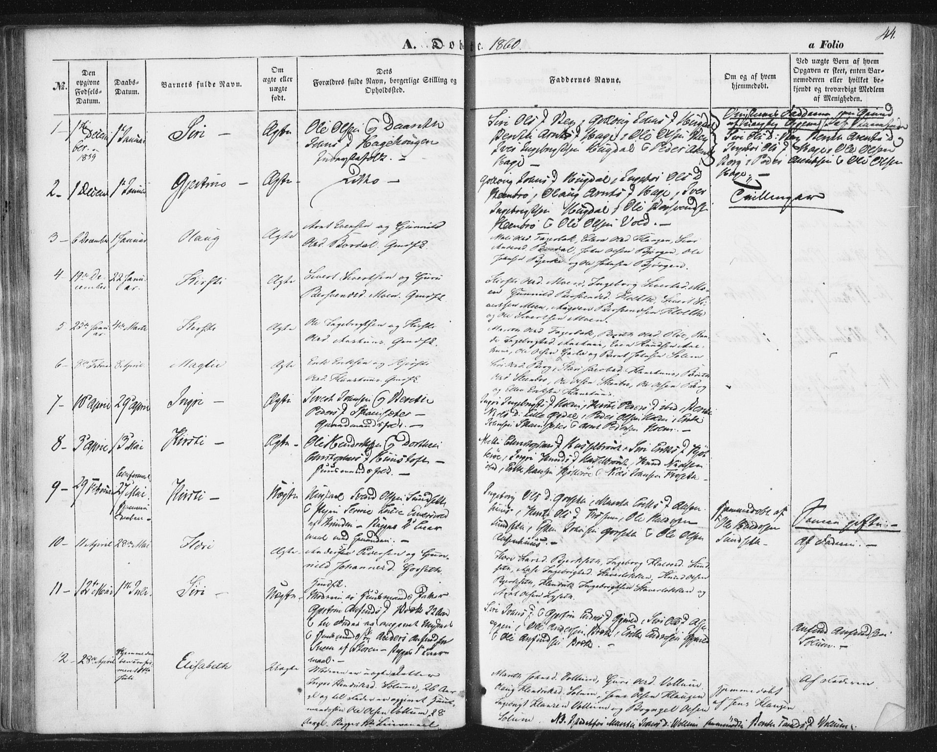 Ministerialprotokoller, klokkerbøker og fødselsregistre - Sør-Trøndelag, SAT/A-1456/689/L1038: Parish register (official) no. 689A03, 1848-1872, p. 44