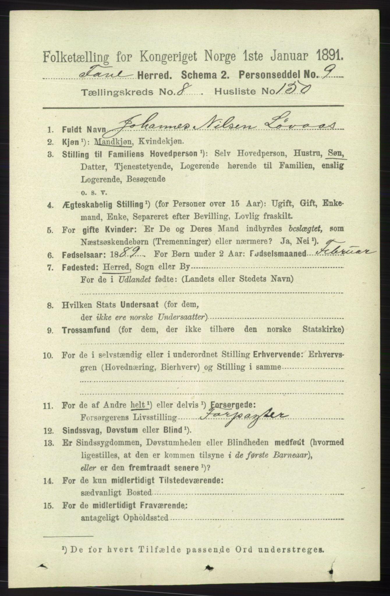 RA, 1891 census for 1249 Fana, 1891, p. 4750