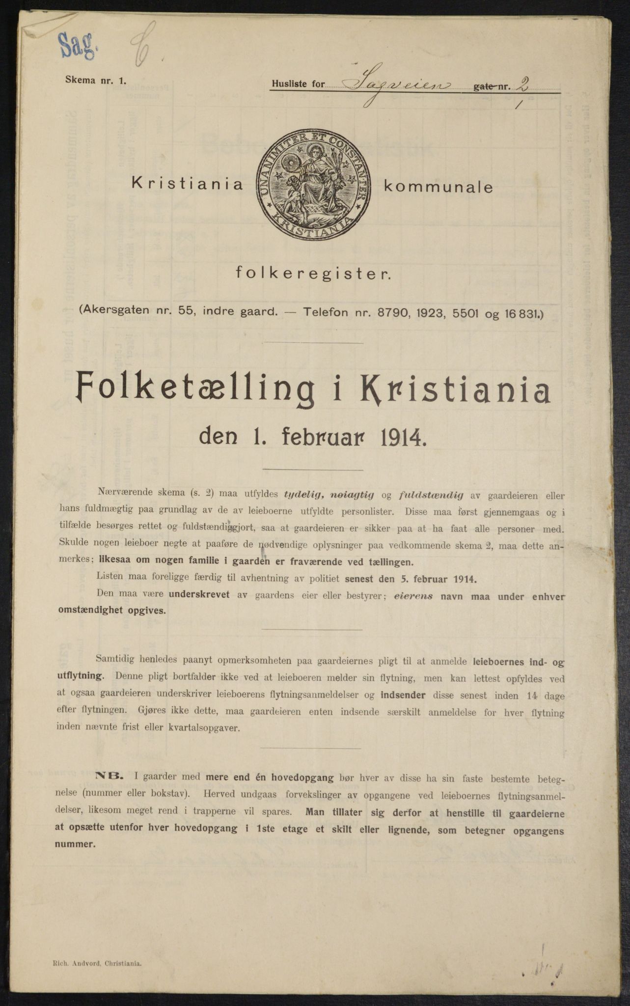 OBA, Municipal Census 1914 for Kristiania, 1914, p. 86266