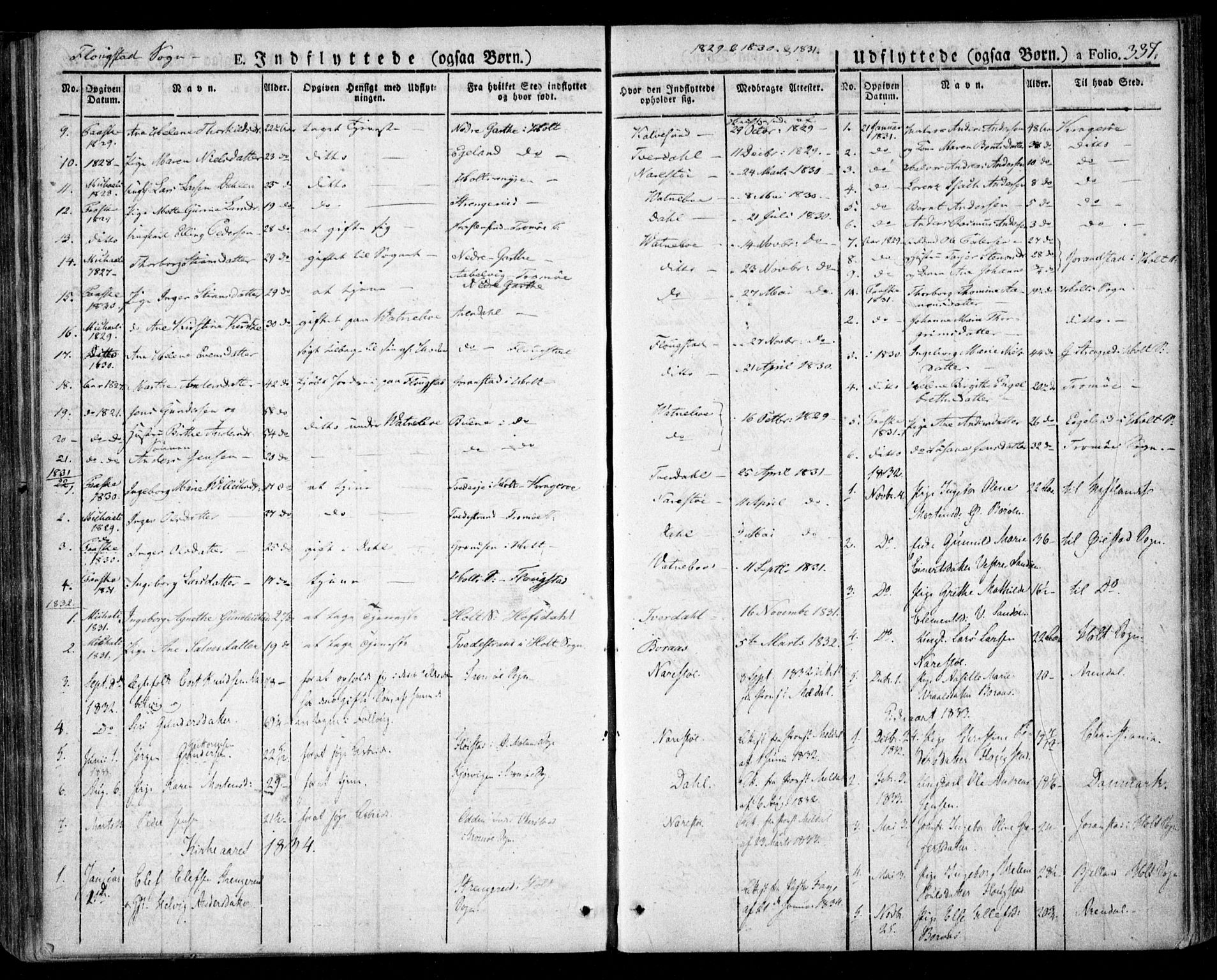 Dypvåg sokneprestkontor, SAK/1111-0007/F/Fa/Faa/L0004: Parish register (official) no. A 4, 1824-1840, p. 337