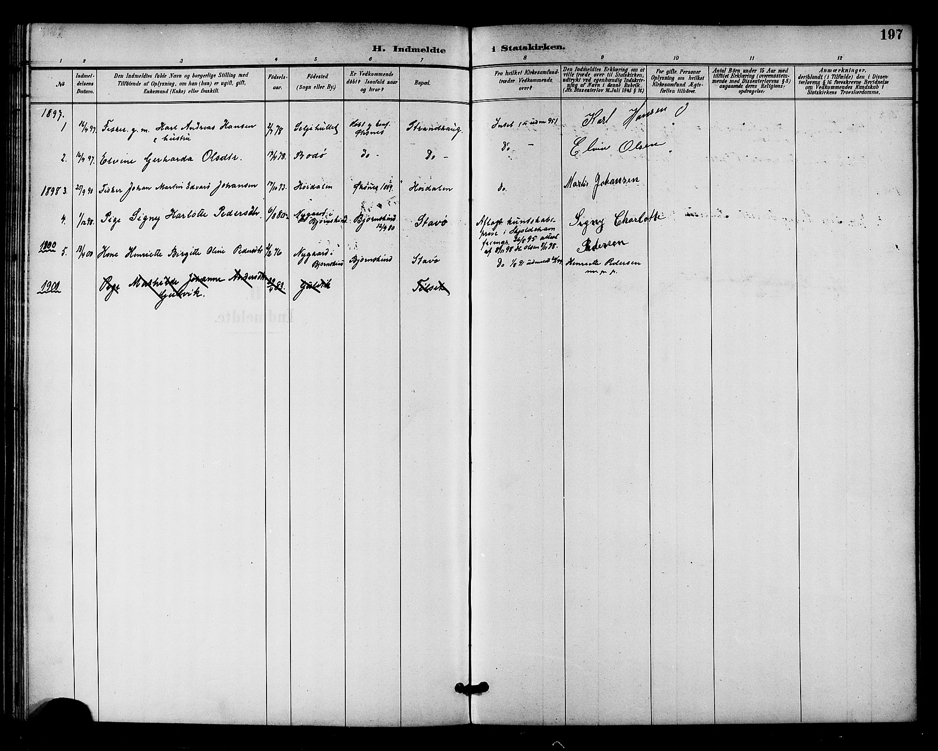 Ministerialprotokoller, klokkerbøker og fødselsregistre - Nordland, AV/SAT-A-1459/893/L1338: Parish register (official) no. 893A10, 1894-1903, p. 197