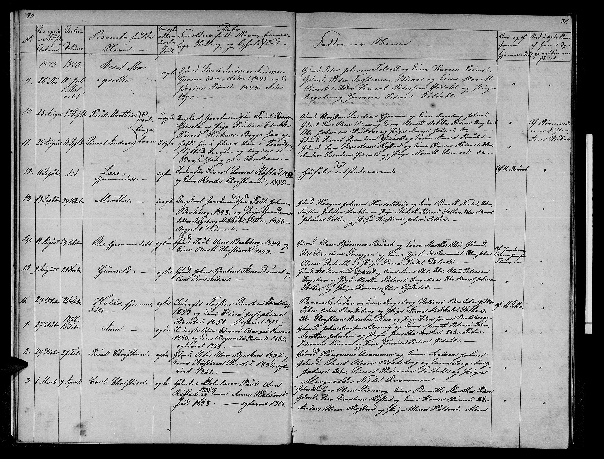 Ministerialprotokoller, klokkerbøker og fødselsregistre - Sør-Trøndelag, AV/SAT-A-1456/608/L0340: Parish register (copy) no. 608C06, 1864-1889, p. 30-31