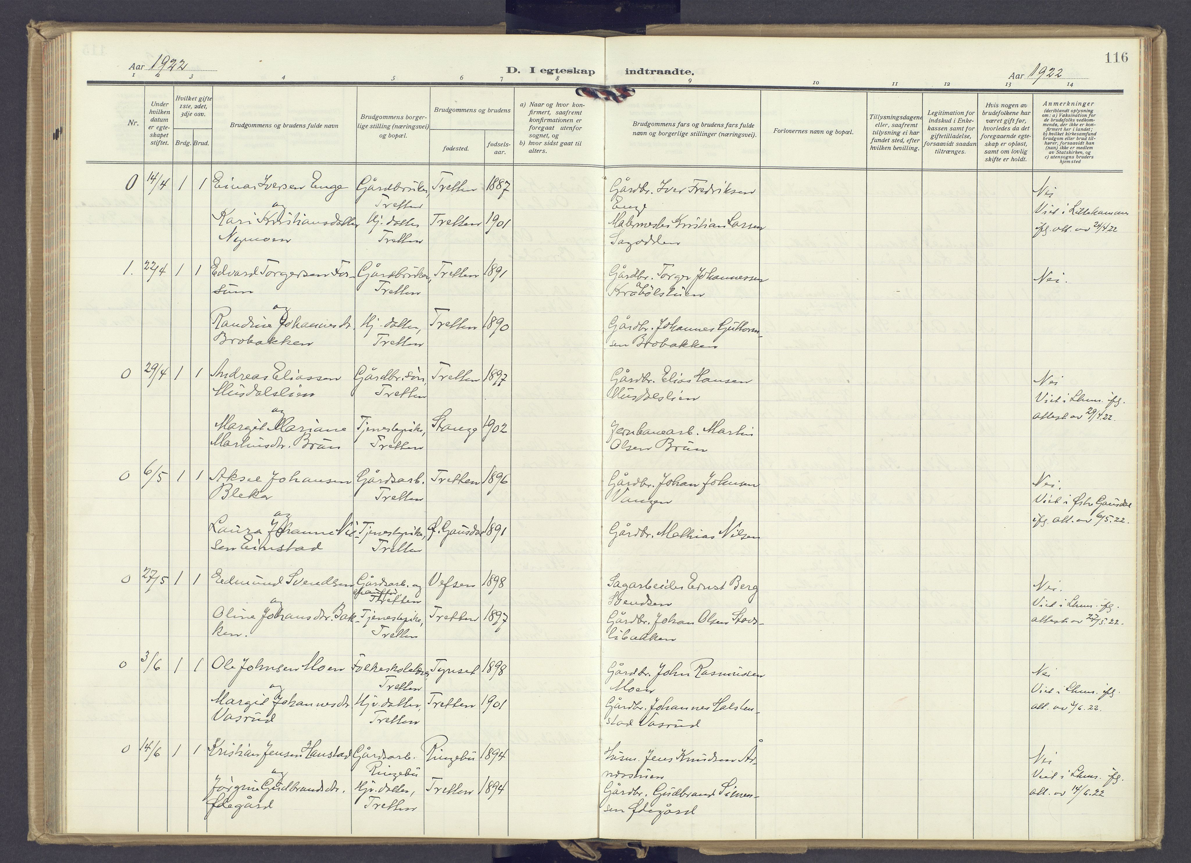 Øyer prestekontor, SAH/PREST-084/H/Ha/Haa/L0014: Parish register (official) no. 14, 1919-1932, p. 116