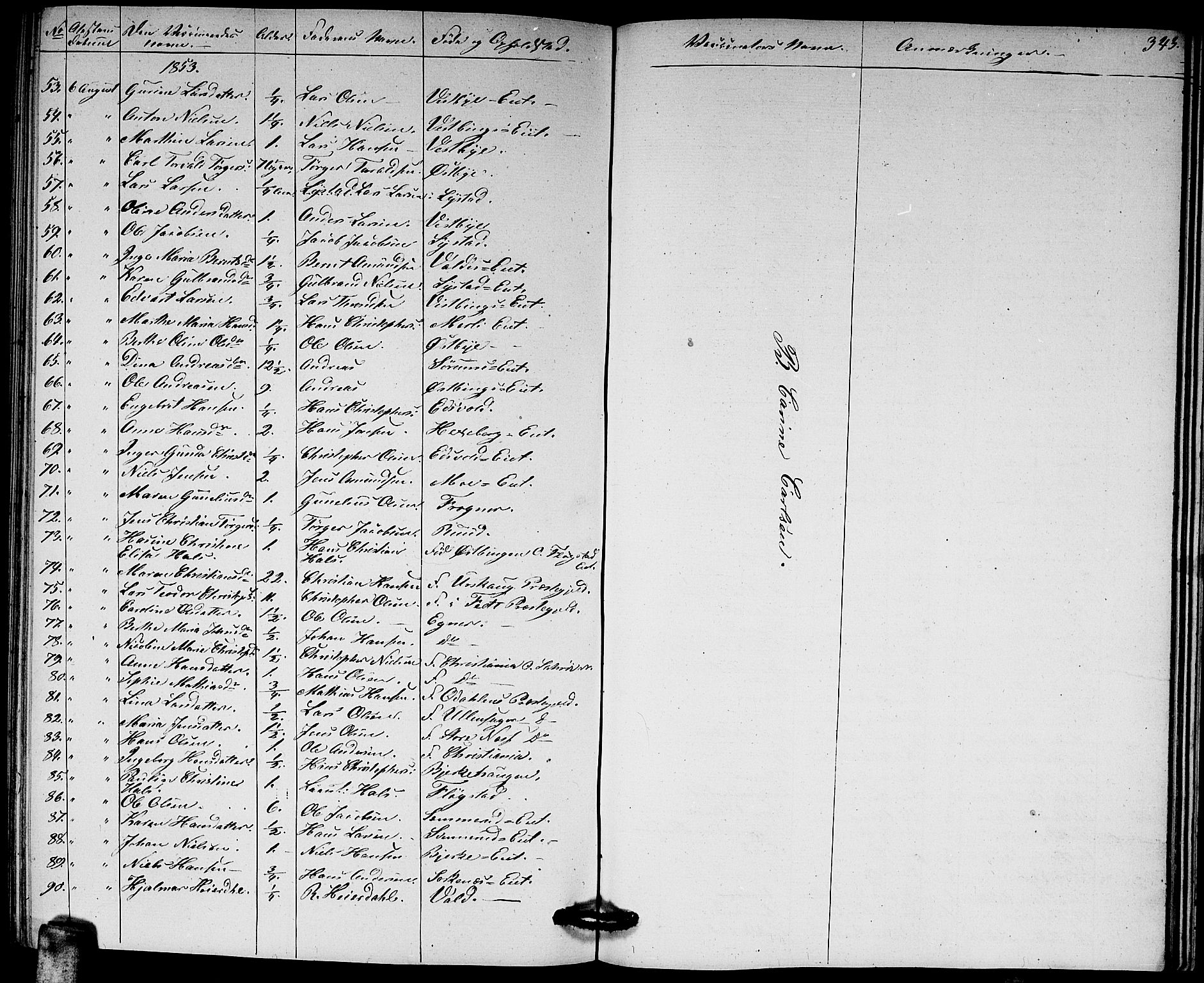 Sørum prestekontor Kirkebøker, AV/SAO-A-10303/G/Ga/L0003: Parish register (copy) no. I 3, 1846-1863, p. 343