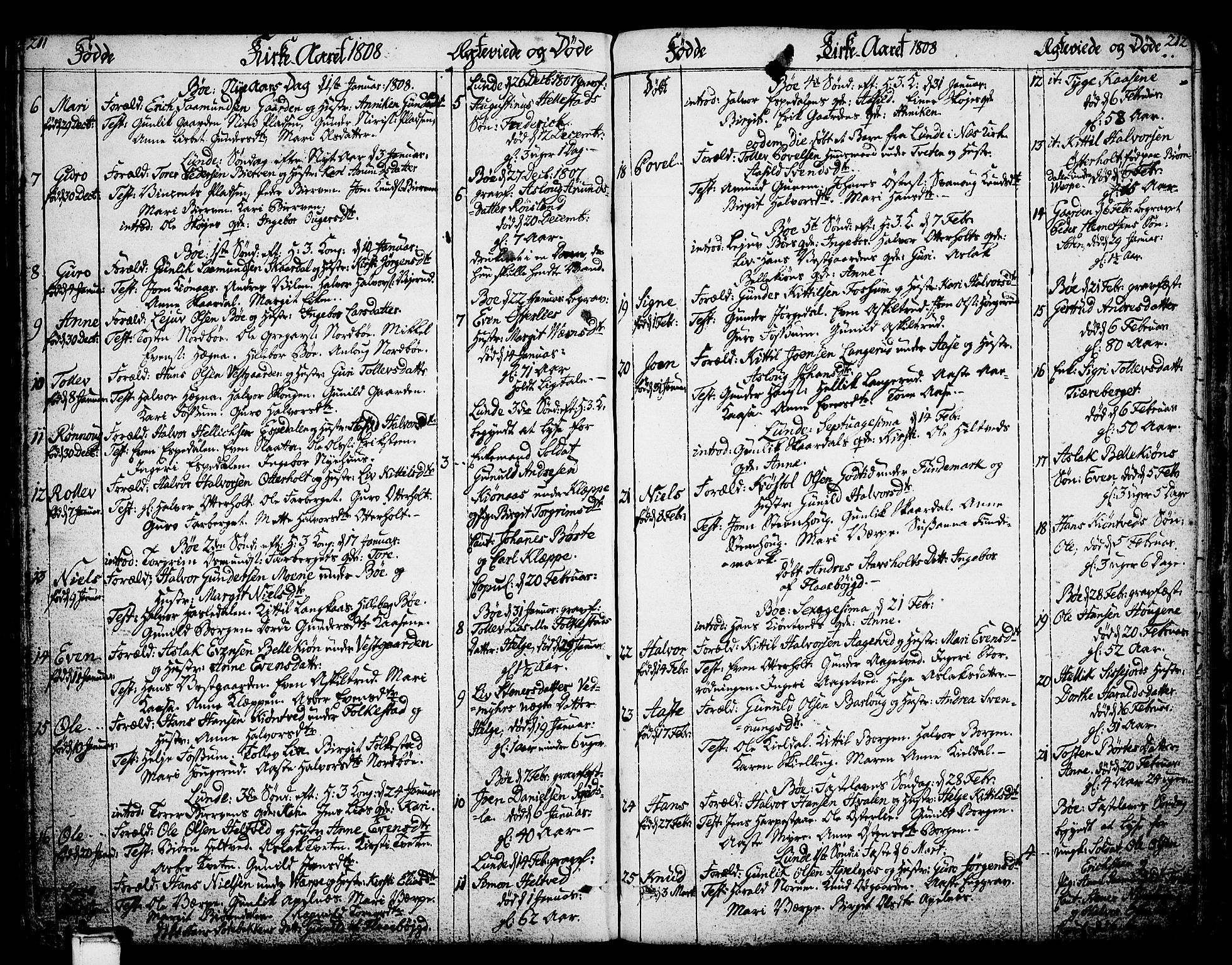 Bø kirkebøker, SAKO/A-257/F/Fa/L0005: Parish register (official) no. 5, 1785-1815, p. 211-212