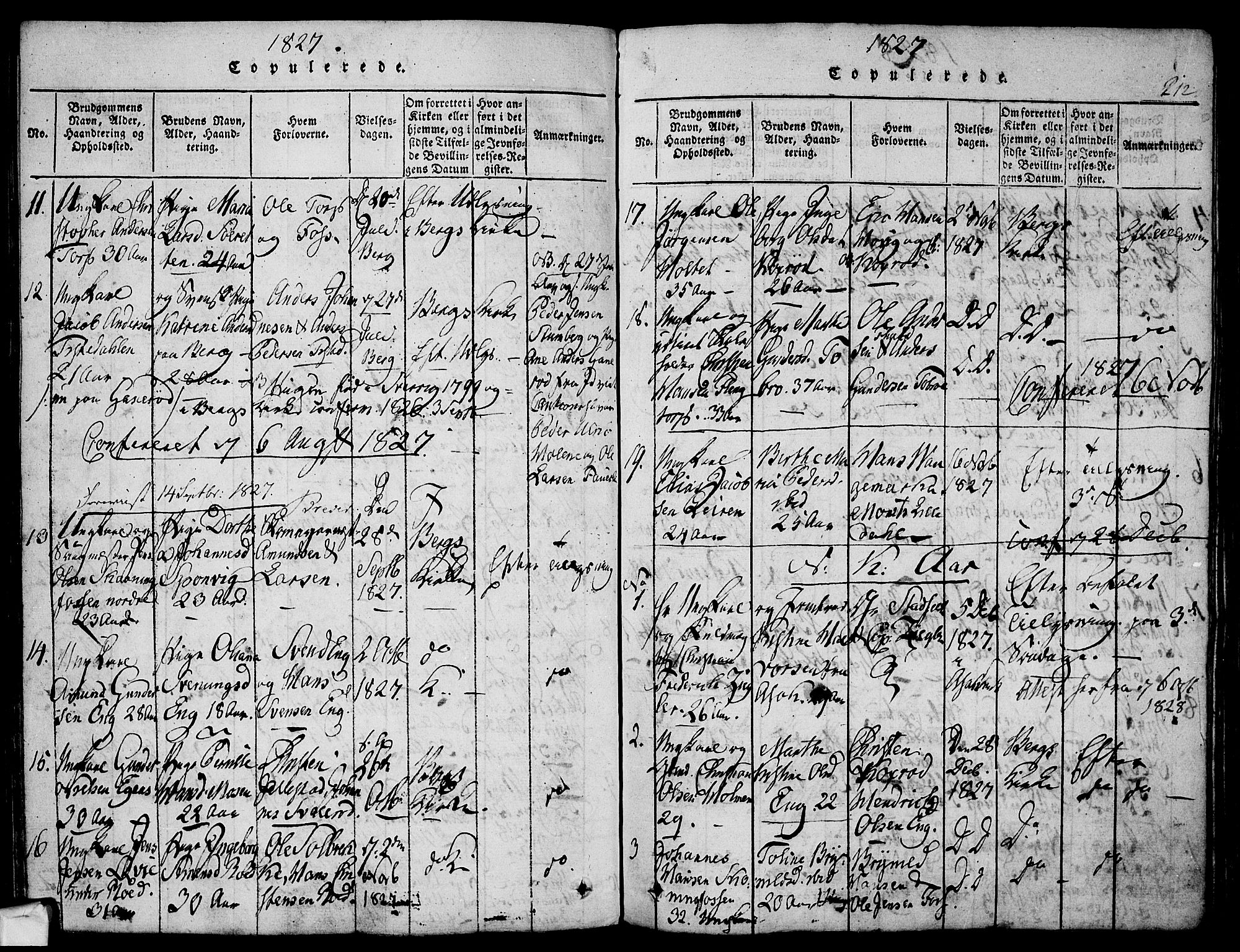 Berg prestekontor Kirkebøker, SAO/A-10902/F/Fa/L0002: Parish register (official) no. I 2, 1815-1831, p. 212