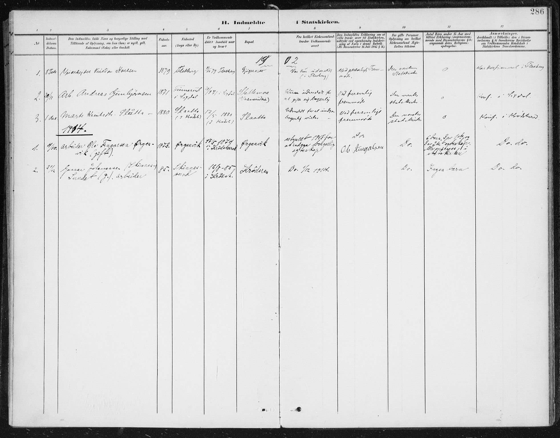 Krødsherad kirkebøker, AV/SAKO-A-19/F/Fa/L0007: Parish register (official) no. 7, 1900-1915, p. 286