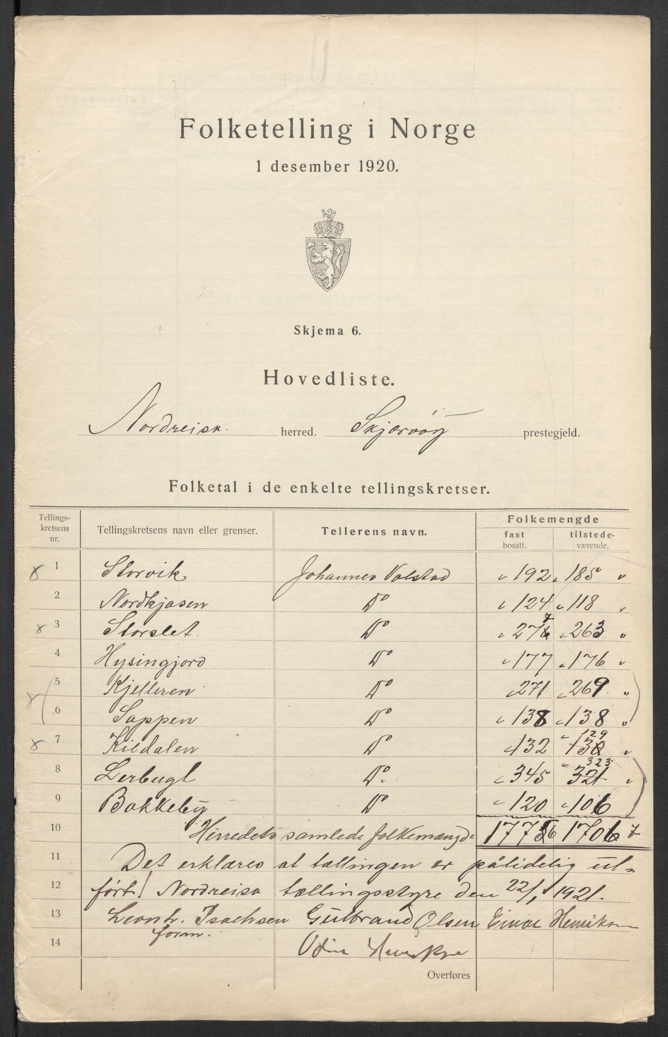 SATØ, 1920 census for Nordreisa, 1920, p. 3