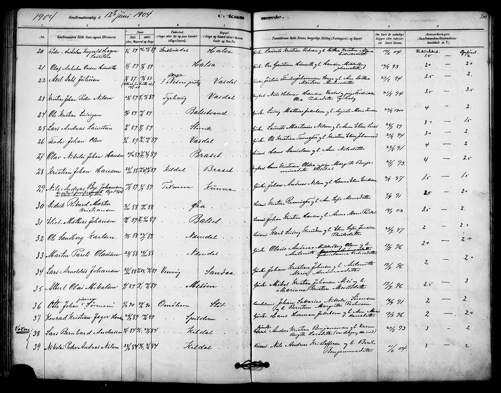 Ministerialprotokoller, klokkerbøker og fødselsregistre - Nordland, AV/SAT-A-1459/843/L0626: Parish register (official) no. 843A01, 1878-1907, p. 200