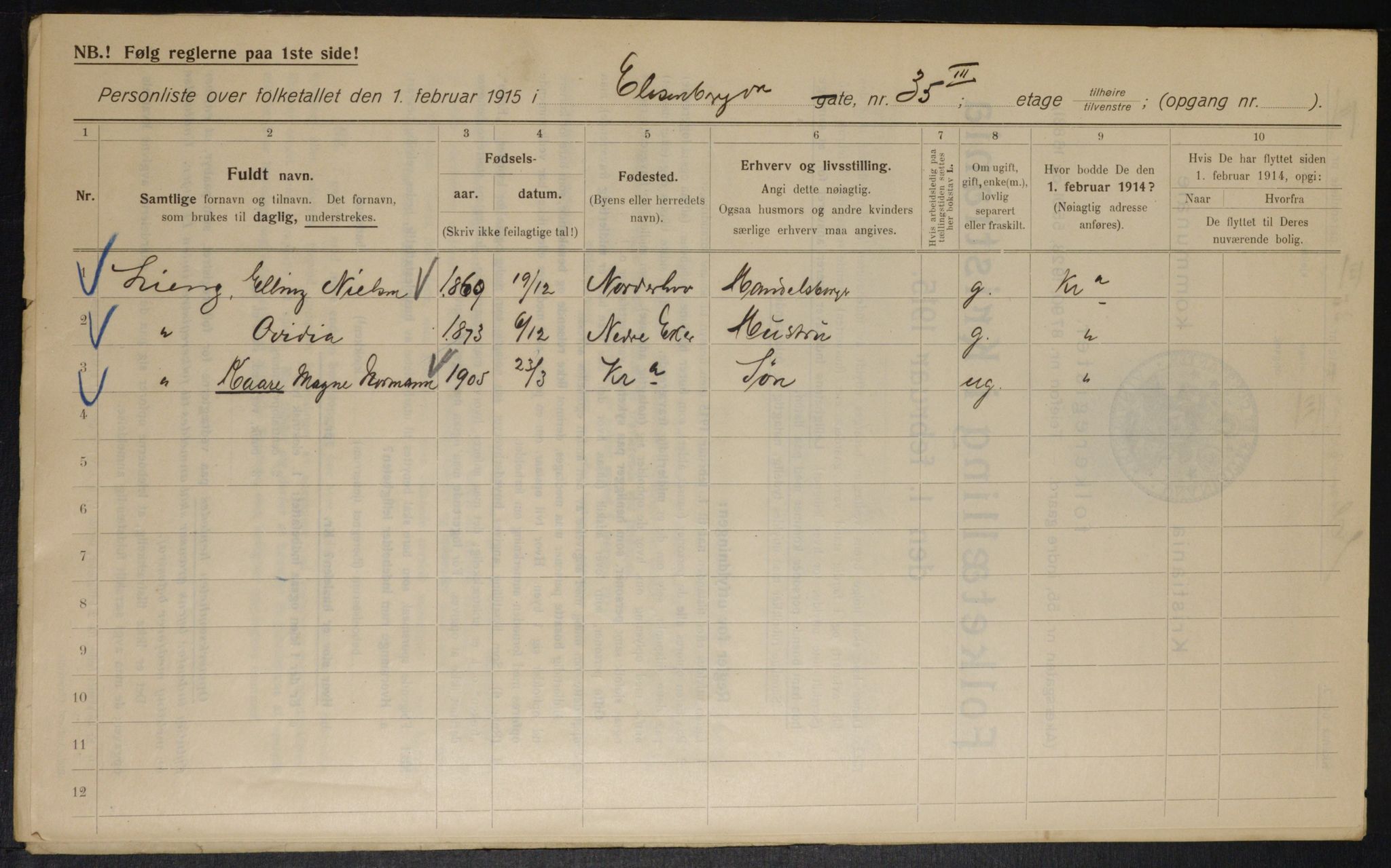 OBA, Municipal Census 1915 for Kristiania, 1915, p. 20418