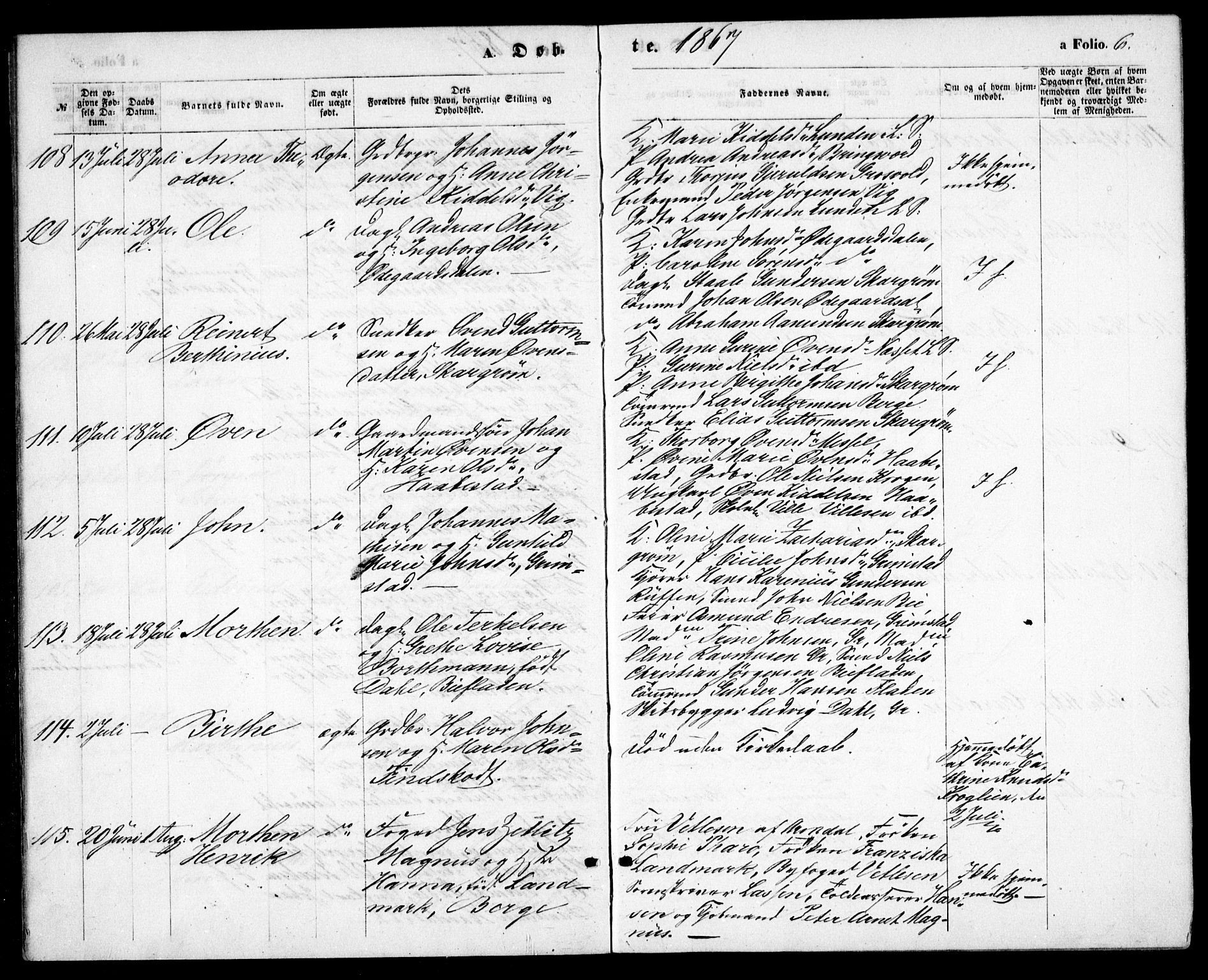 Fjære sokneprestkontor, SAK/1111-0011/F/Fb/L0009: Parish register (copy) no. B 9, 1867-1870, p. 6