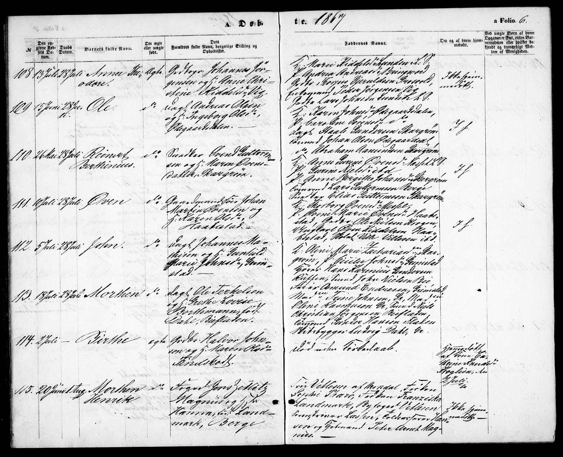 Fjære sokneprestkontor, AV/SAK-1111-0011/F/Fb/L0009: Parish register (copy) no. B 9, 1867-1870, p. 6