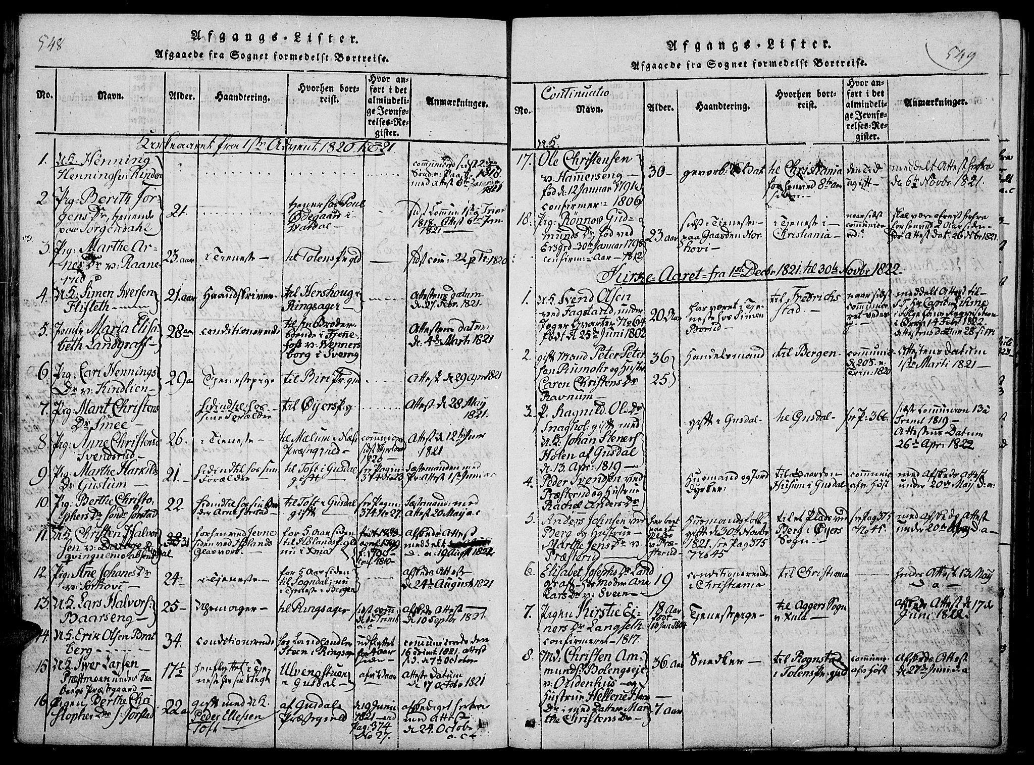 Fåberg prestekontor, SAH/PREST-086/H/Ha/Haa/L0003: Parish register (official) no. 3, 1818-1833, p. 548-549
