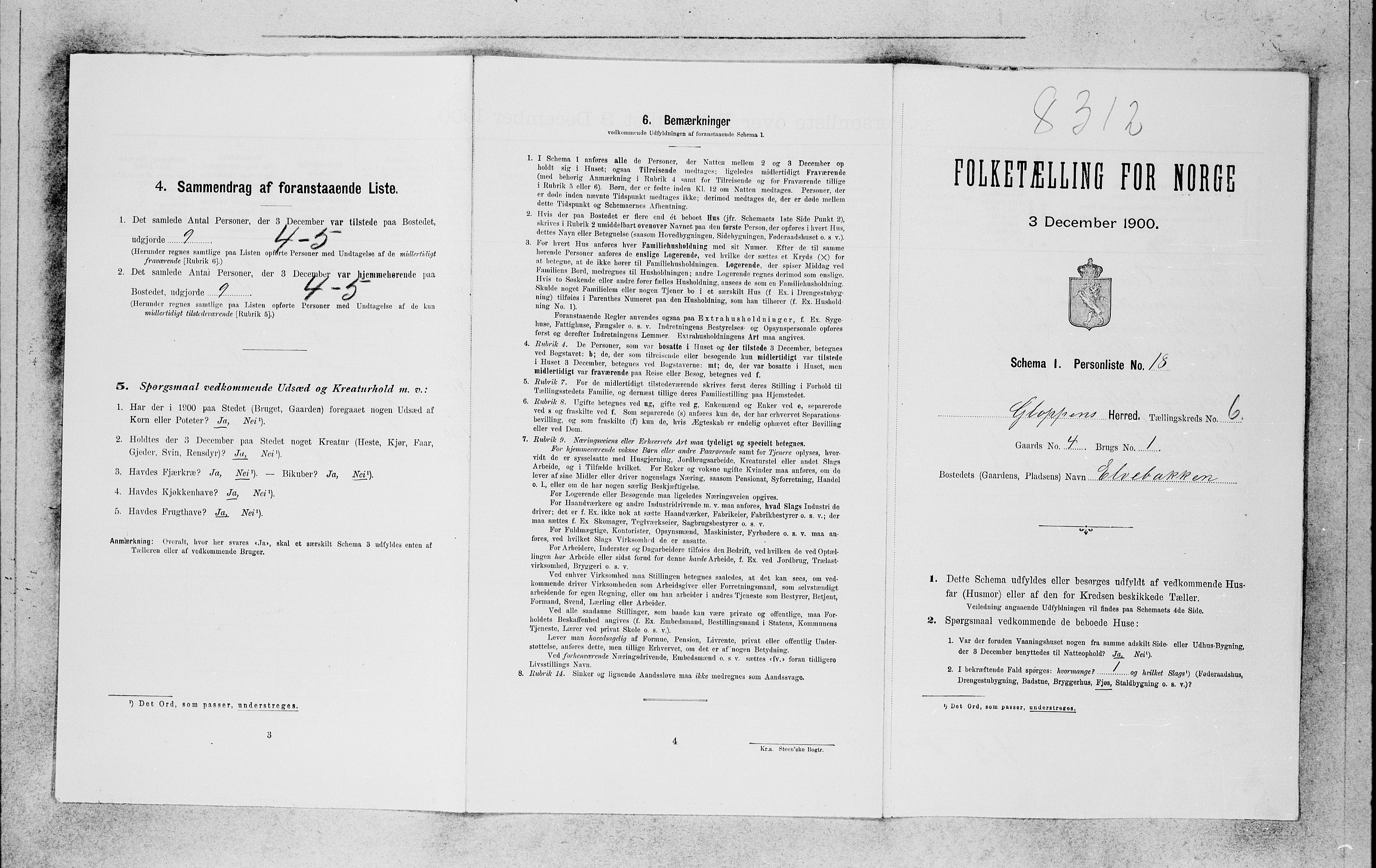 SAB, 1900 census for Gloppen, 1900, p. 643