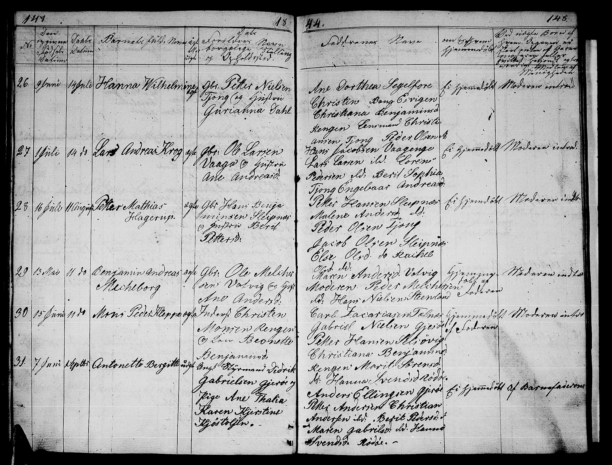 Ministerialprotokoller, klokkerbøker og fødselsregistre - Nordland, AV/SAT-A-1459/841/L0618: Parish register (copy) no. 841C02, 1833-1855, p. 147-148