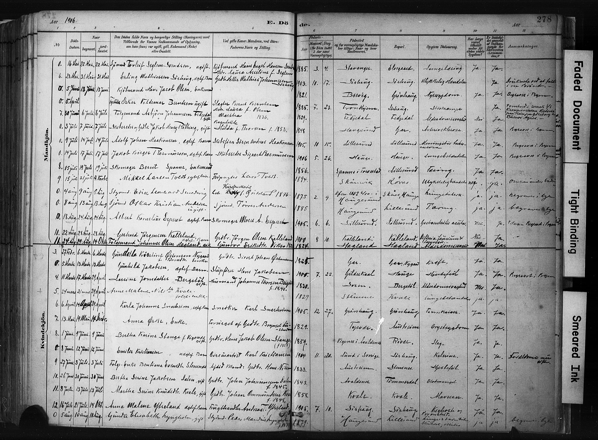 Haugesund sokneprestkontor, AV/SAST-A -101863/H/Ha/Haa/L0004: Parish register (official) no. A 4, 1886-1908, p. 278